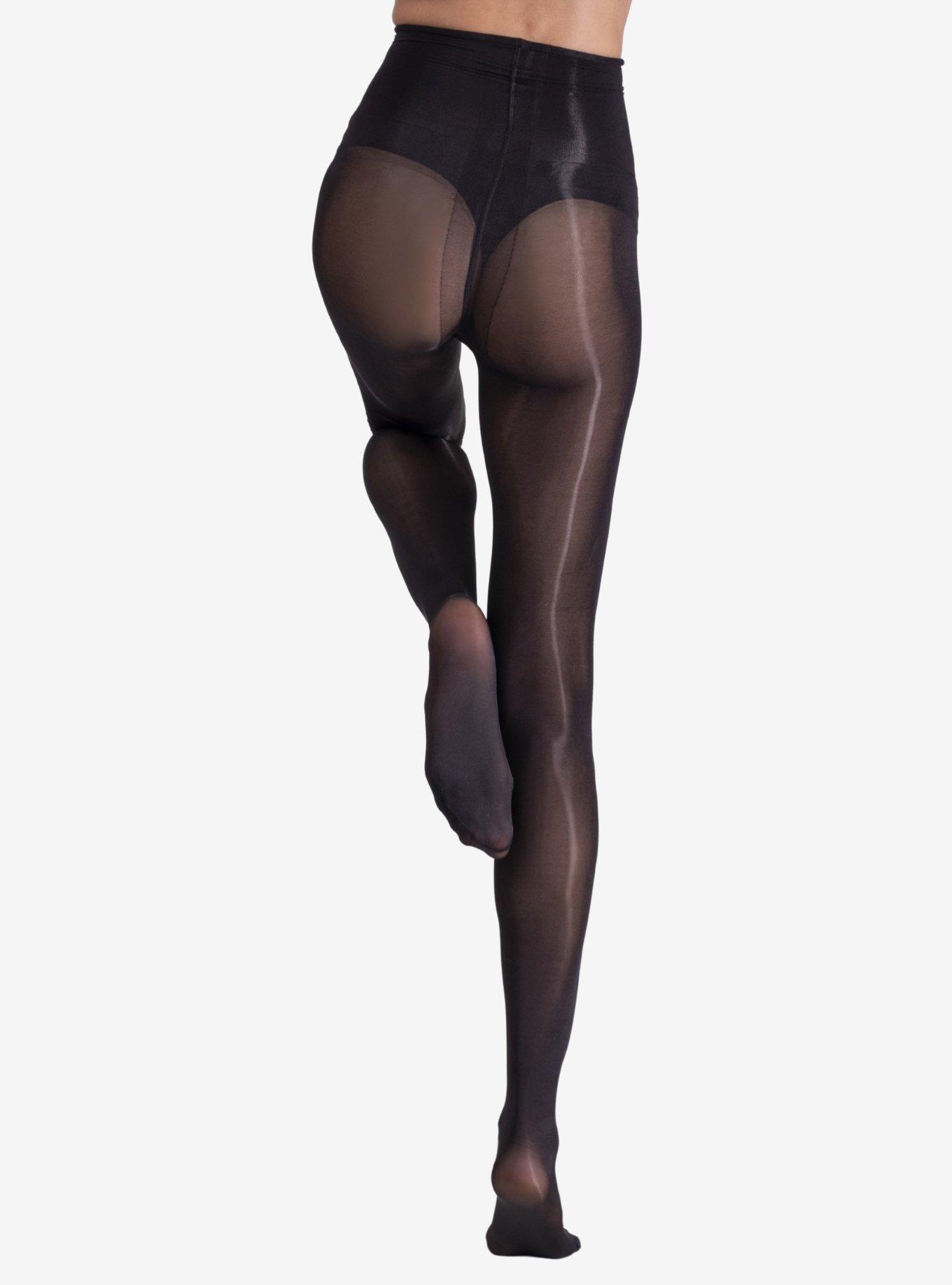 LECHERY Black Lustrous Silky Shiny 40 Denier Tights, BLACK, alternate