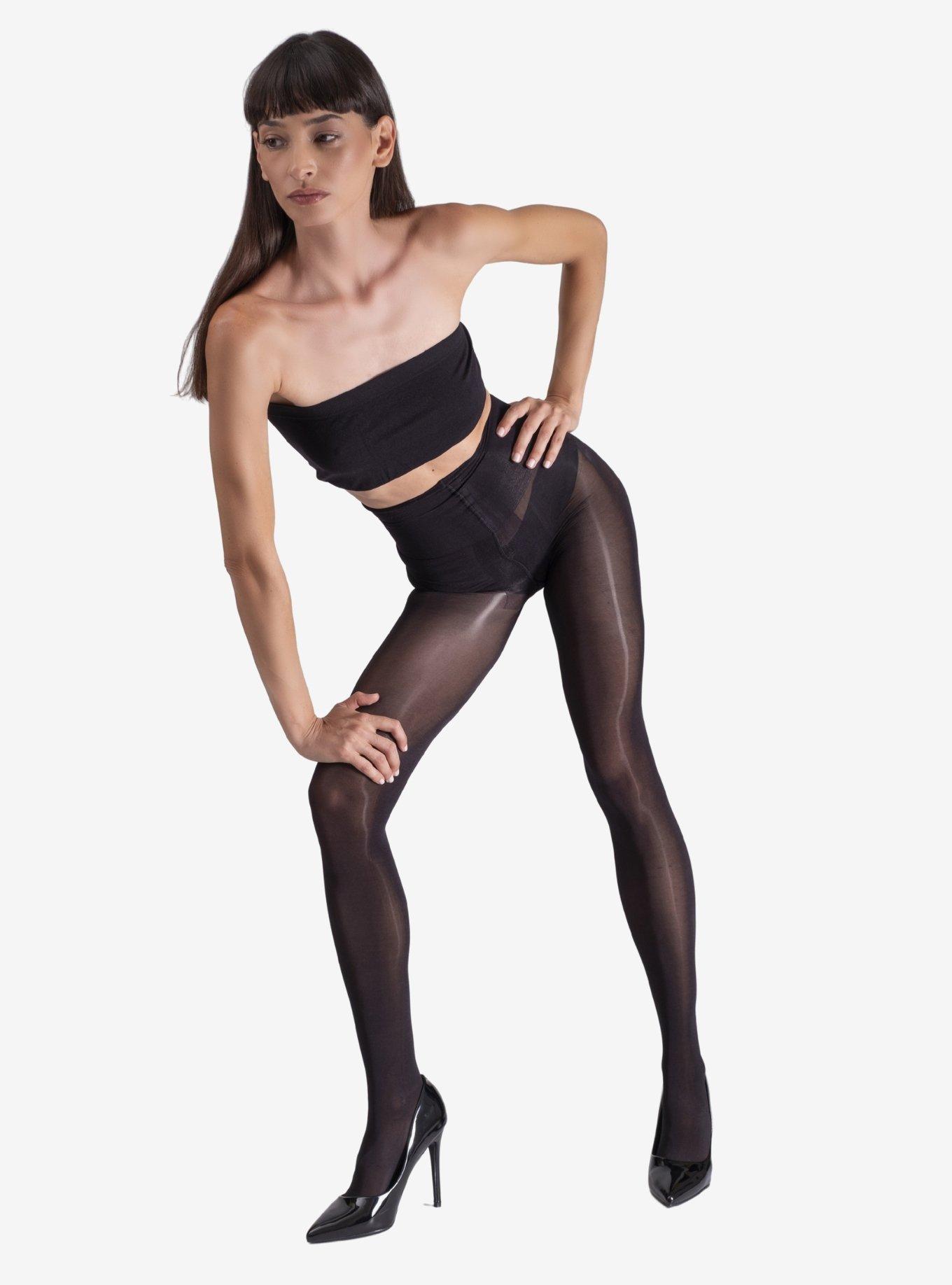 LECHERY Black Lustrous Silky Shiny 40 Denier Tights, BLACK, alternate