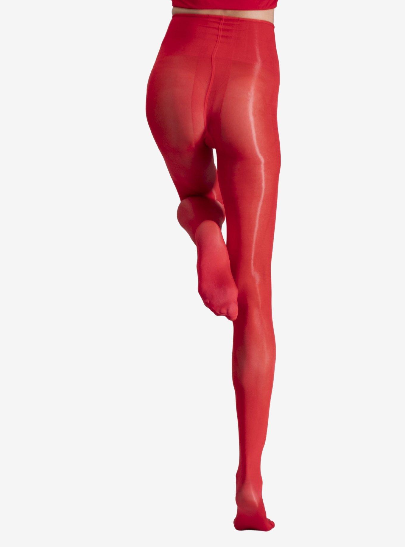 LECHERY Red Lustrous Silky Shiny 40 Denier Tights, RED, alternate