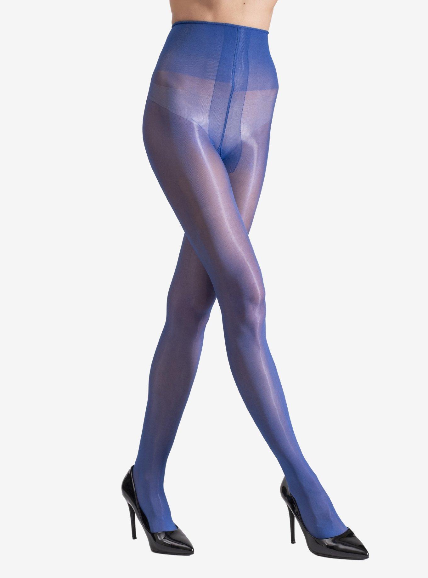 LECHERY Blue Lustrous Silky Shiny 40 Denier Tights, BLUE, alternate