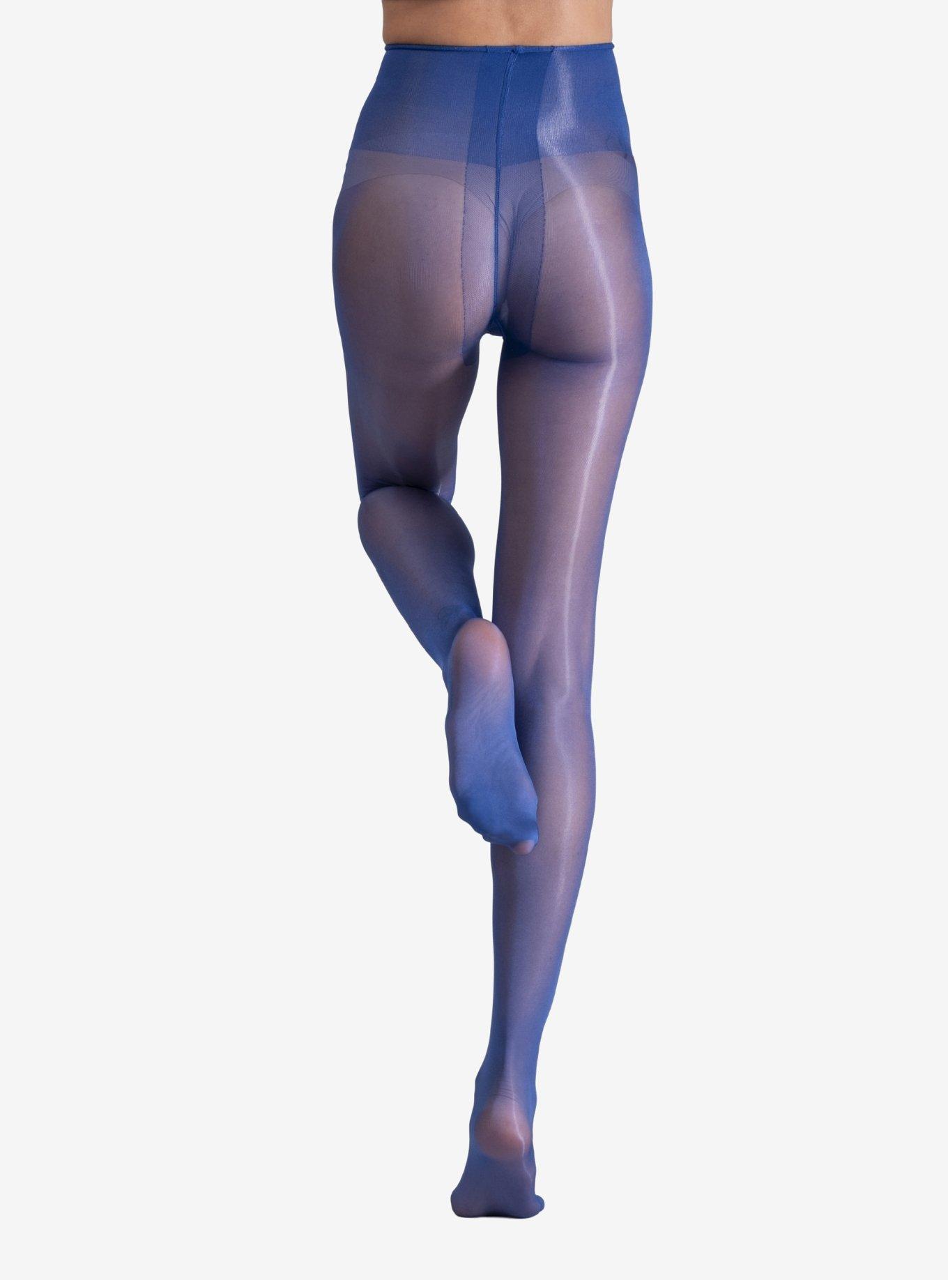 LECHERY Blue Lustrous Silky Shiny 40 Denier Tights, BLUE, alternate