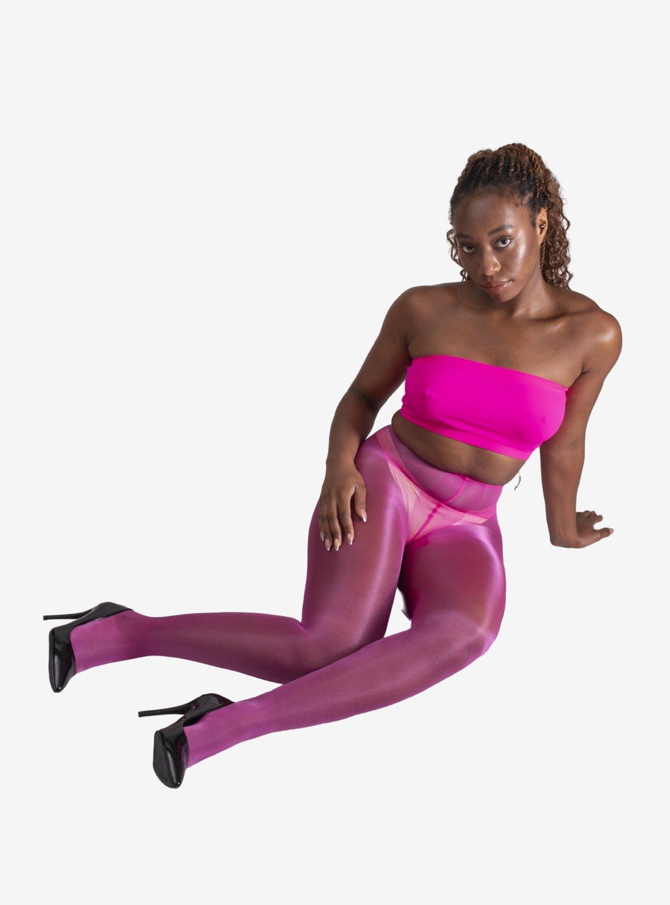 LECHERY Pink Lustrous Silky Shiny 40 Denier Tights, PINK, alternate