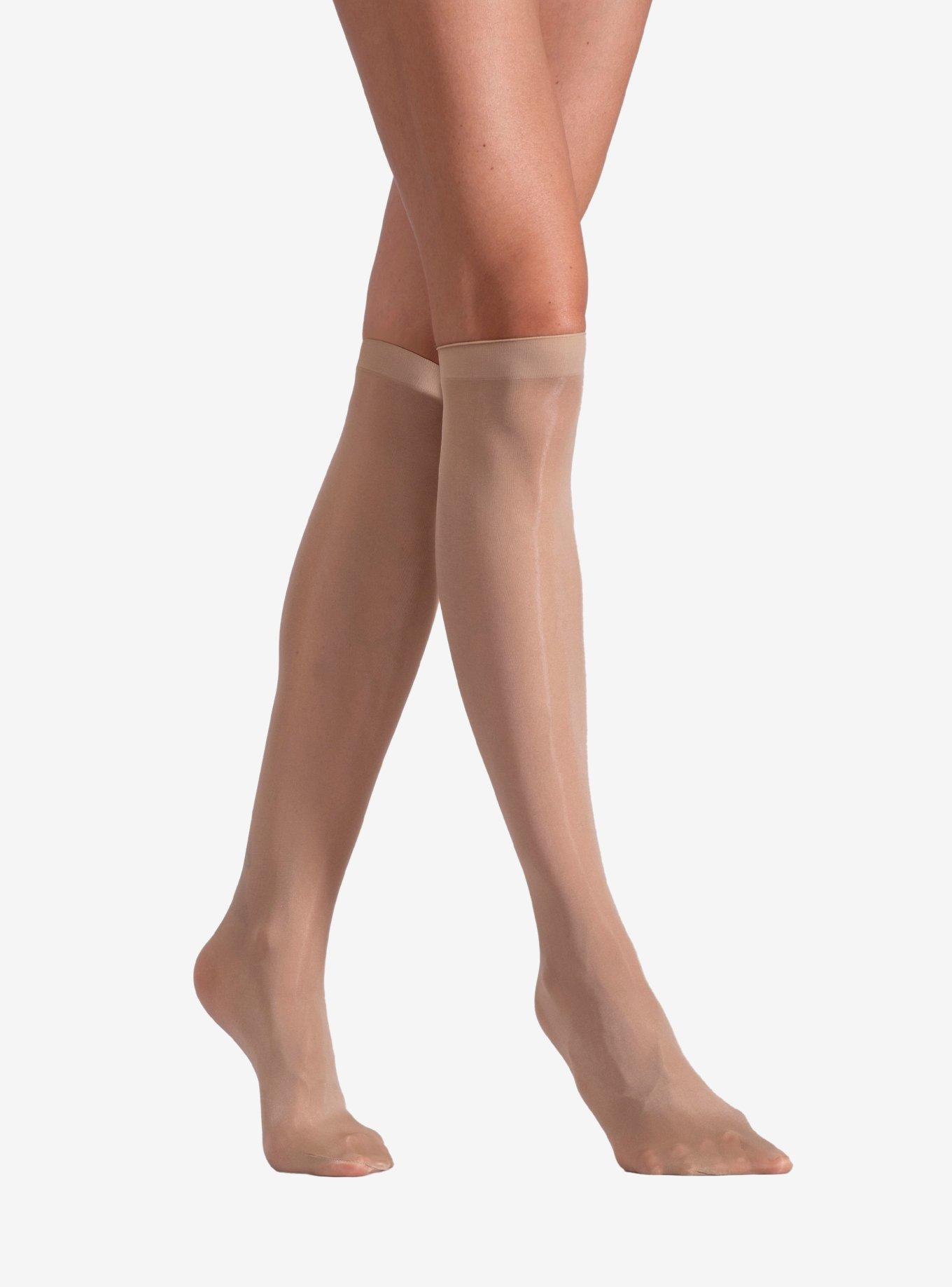 LECHERY Natural Lustrous Silky Shiny Sheer Knee-highs Socks (2 Pairs), , hi-res
