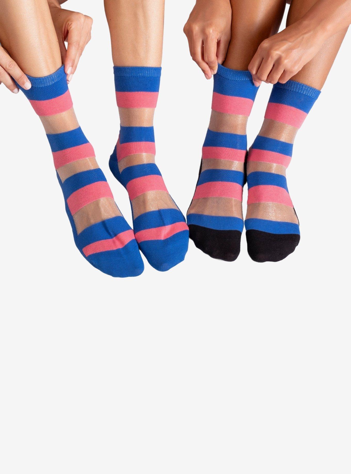 LECHERY Stripes Sheer Crew Socks (2 Pairs), MULTI, alternate