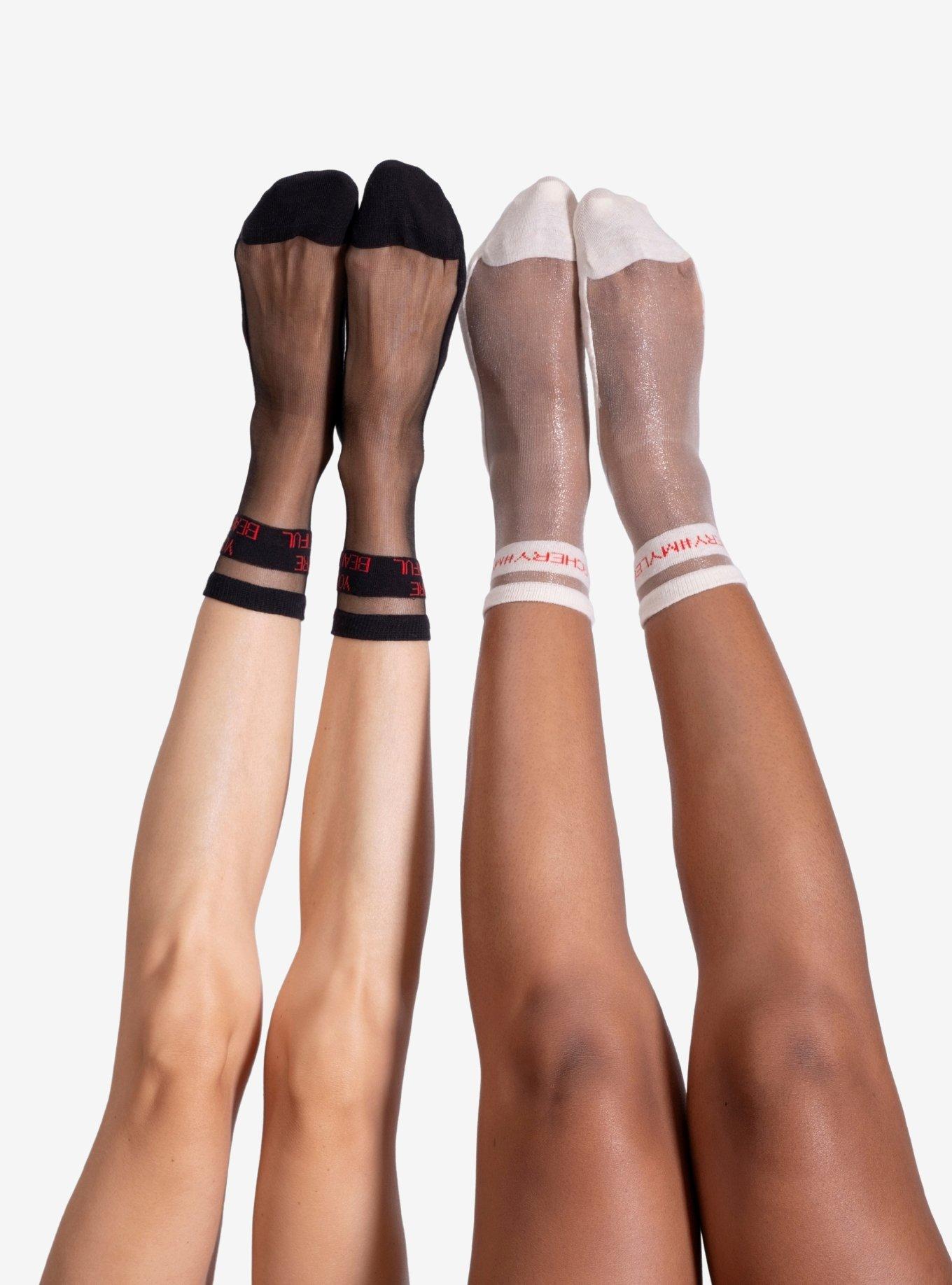 LECHERY #MyLECHERY & You're Beautiful Sheer Crew Socks (2 Pairs), , hi-res