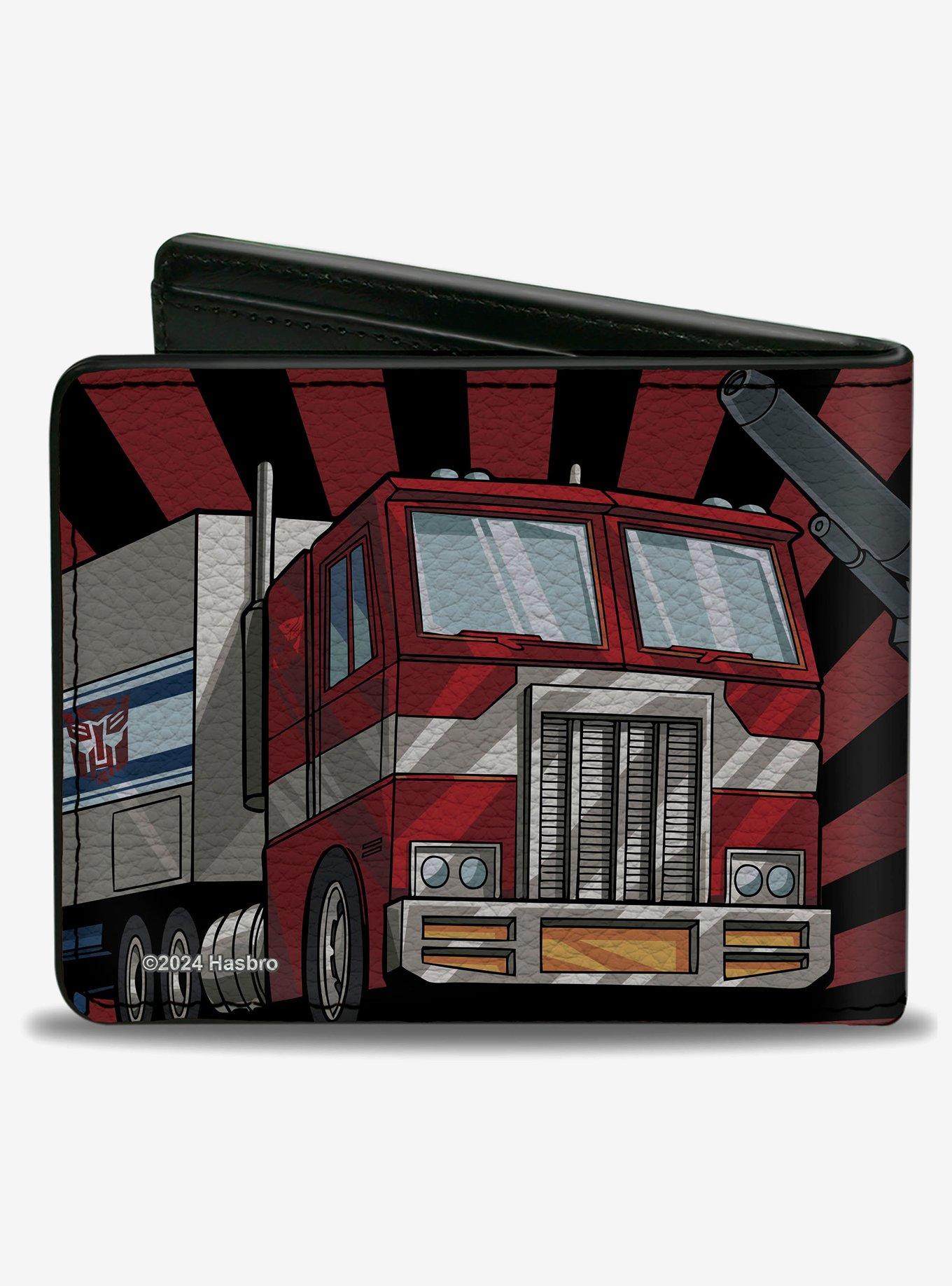 Transformers Optimus Prime Pose and Semi Truck Rays Black Red Bifold Wallet, , hi-res