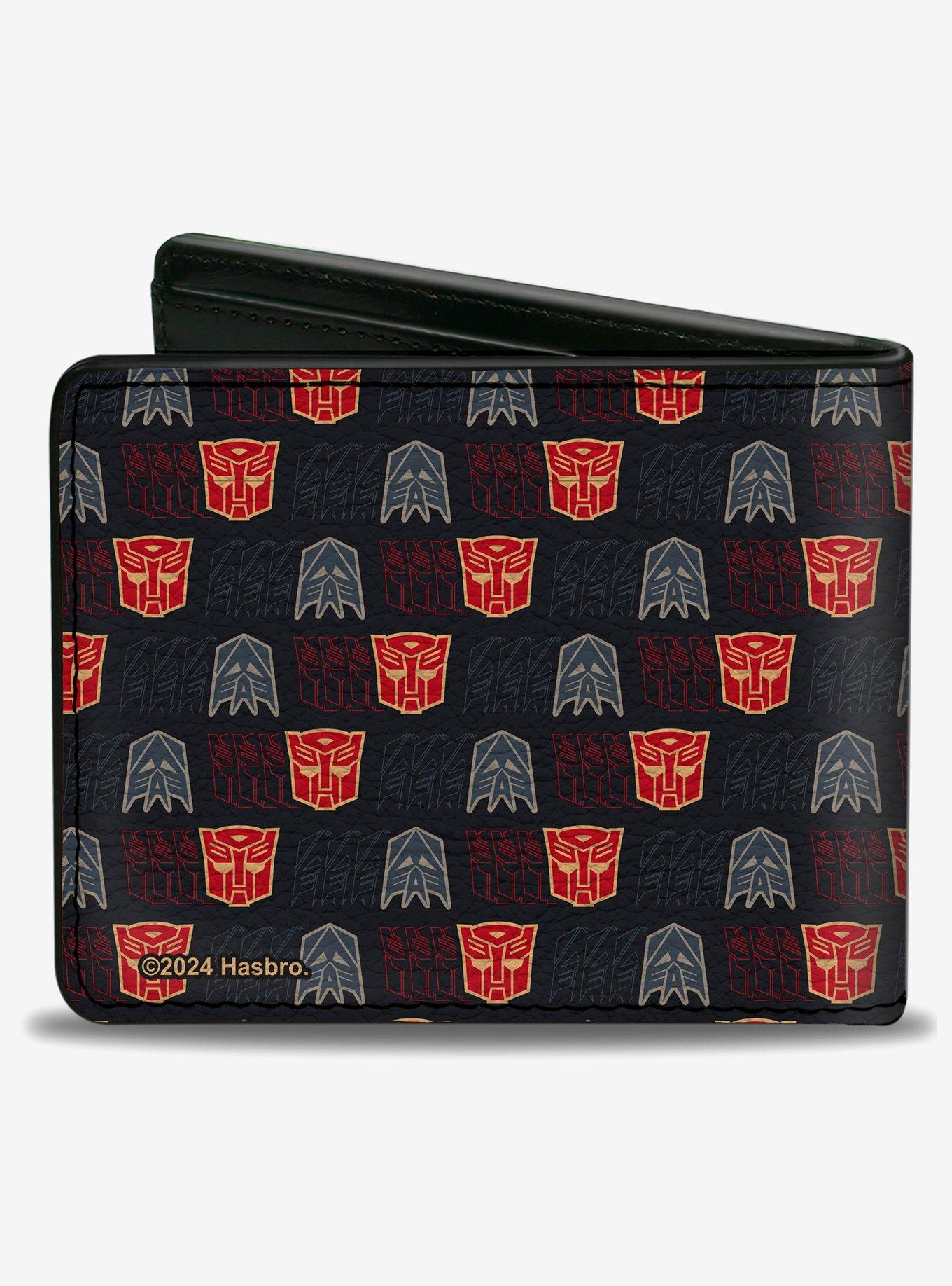 Transformers Autobot Decepticon Shield Flip Black Multi Color Bifold Wallet, , hi-res