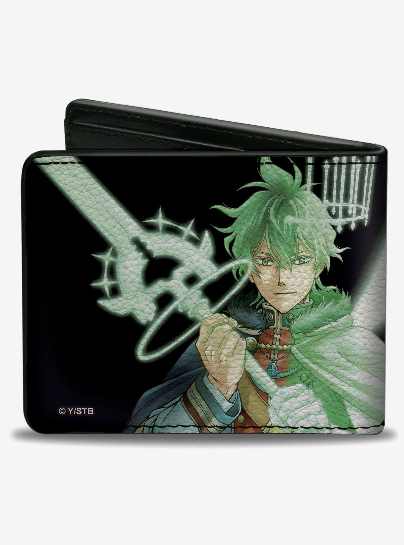 Black Clover Yuno Sylph Spirit Dive Sword Pose Black Greens Bifold Wallet, , hi-res