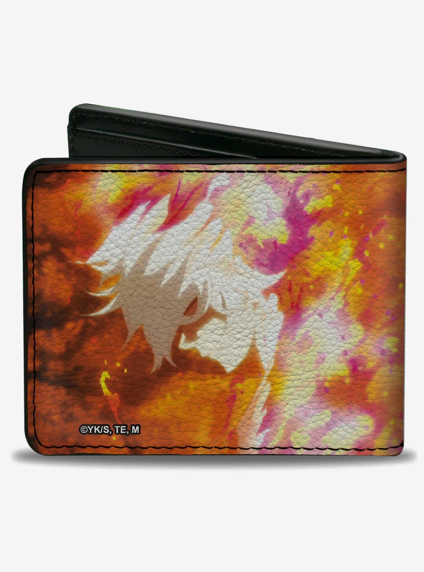 Hells Paradise Kanji Title Logo and Gabimaru Fire Pose Orange Bifold Wallet, , hi-res