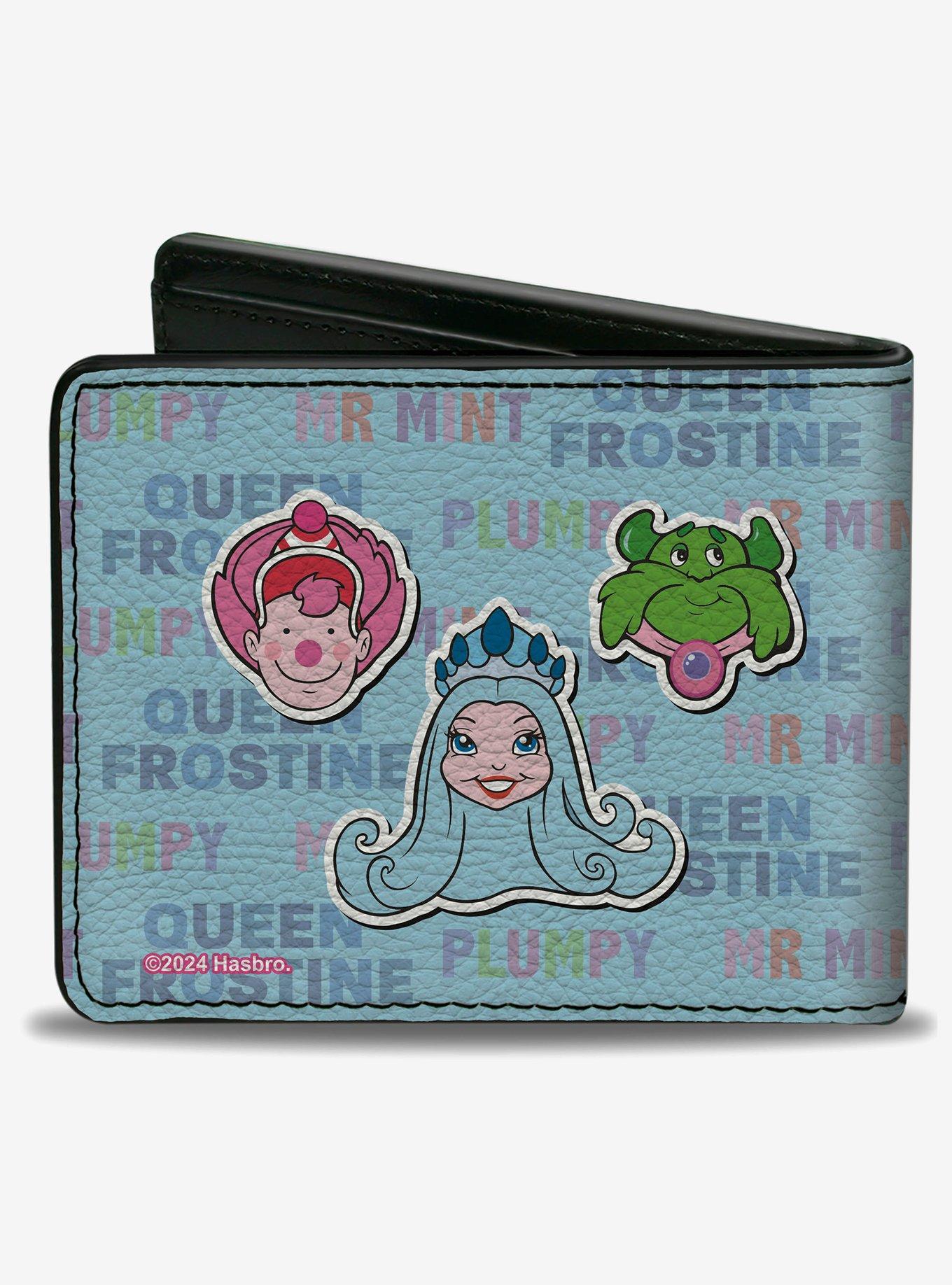 Candy Land Character Trio and Text Blue Multi Color Bifold Wallet, , hi-res