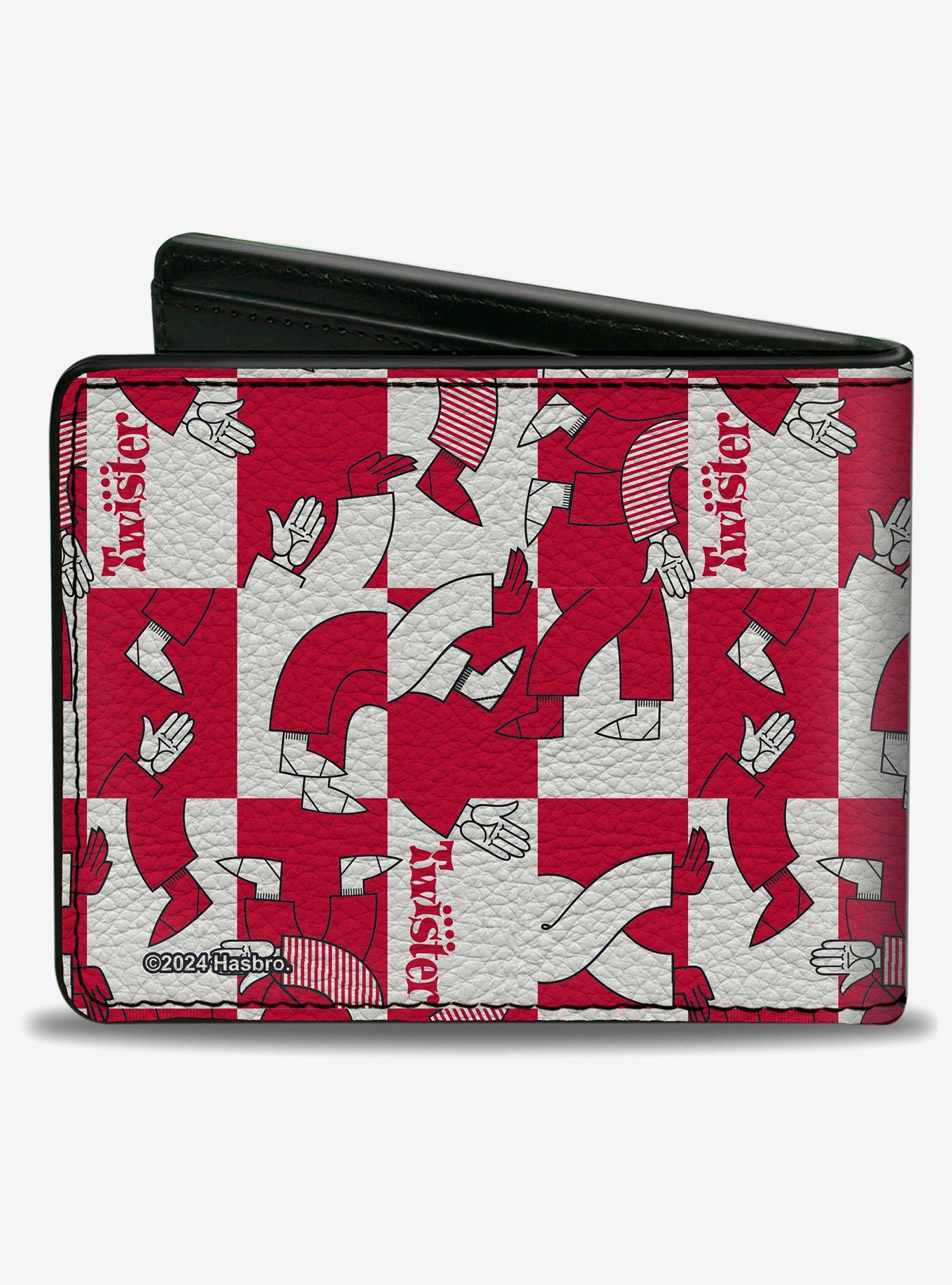 Twister Arm and Leg Pose Blocks Checker White Red Bifold Wallet, , hi-res