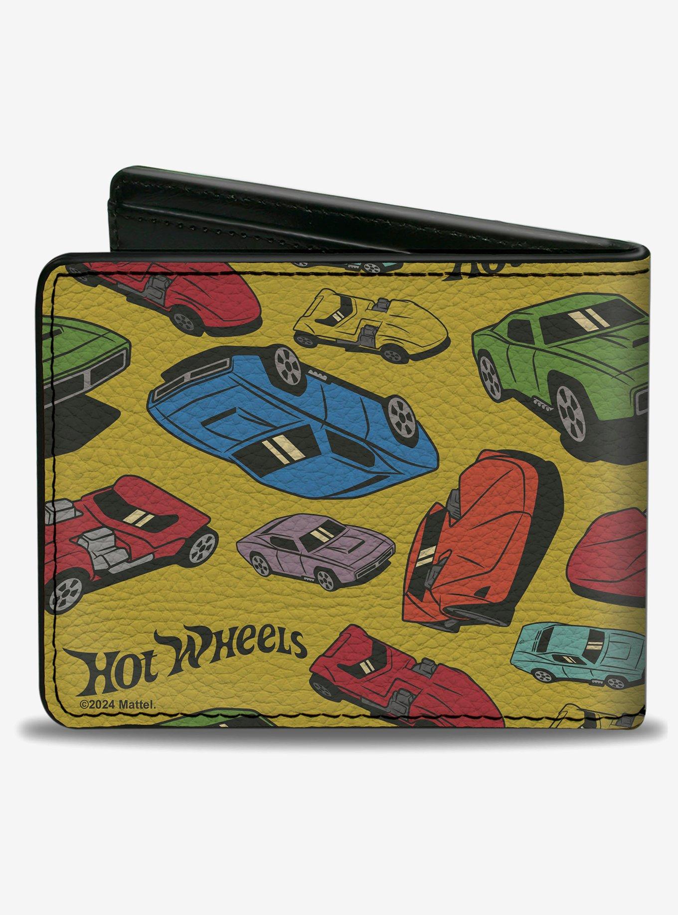 Hot Wheels Cars Scattered Yellow Multi Color Bifold Wallet, , hi-res