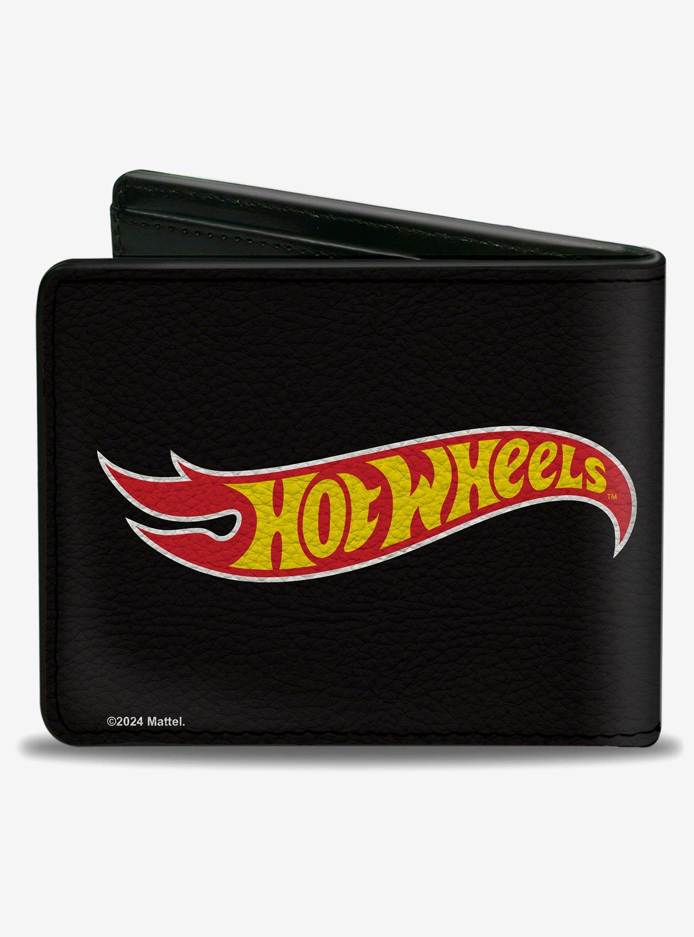 Hot Wheels Classic Flame Logo Black Red Yellow Bifold Wallet, , hi-res