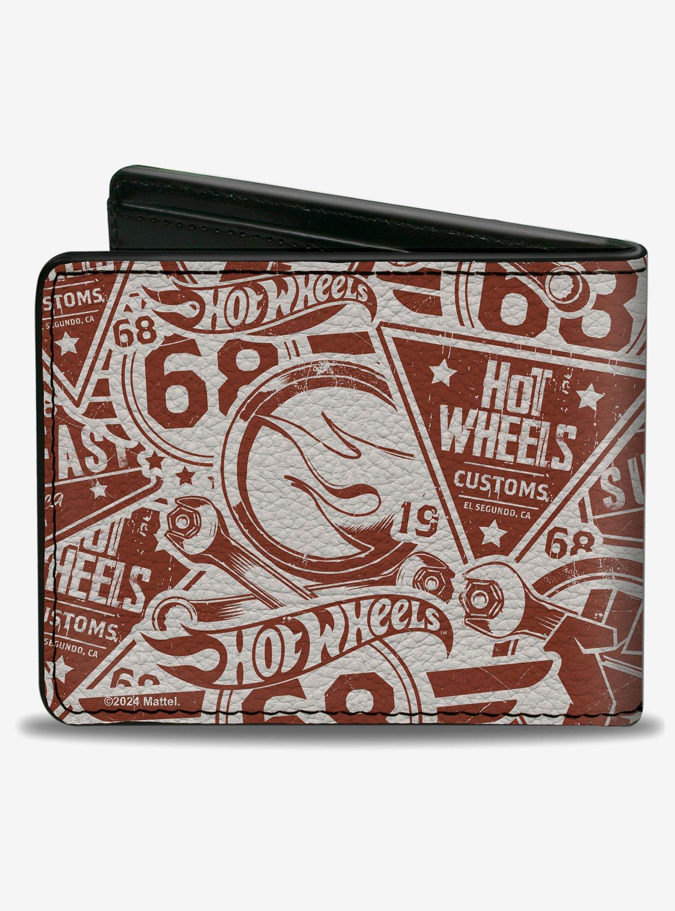 Hot Wheels 68 Icons Collage Burgundy White Bifold Wallet, , hi-res