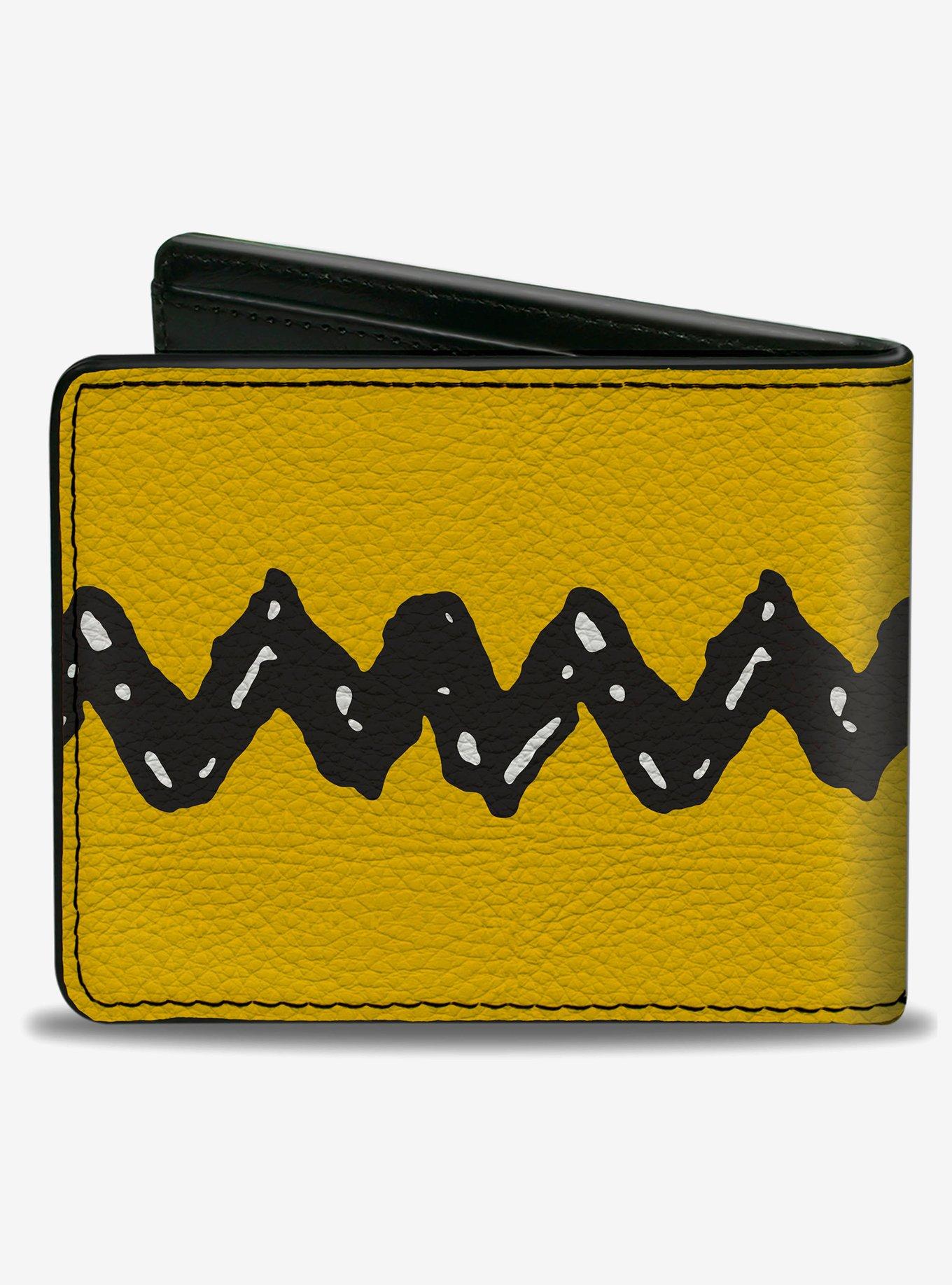 Peanuts Charlie Brown Zig Zag Stripe Yellow Black Bifold Wallet, , hi-res