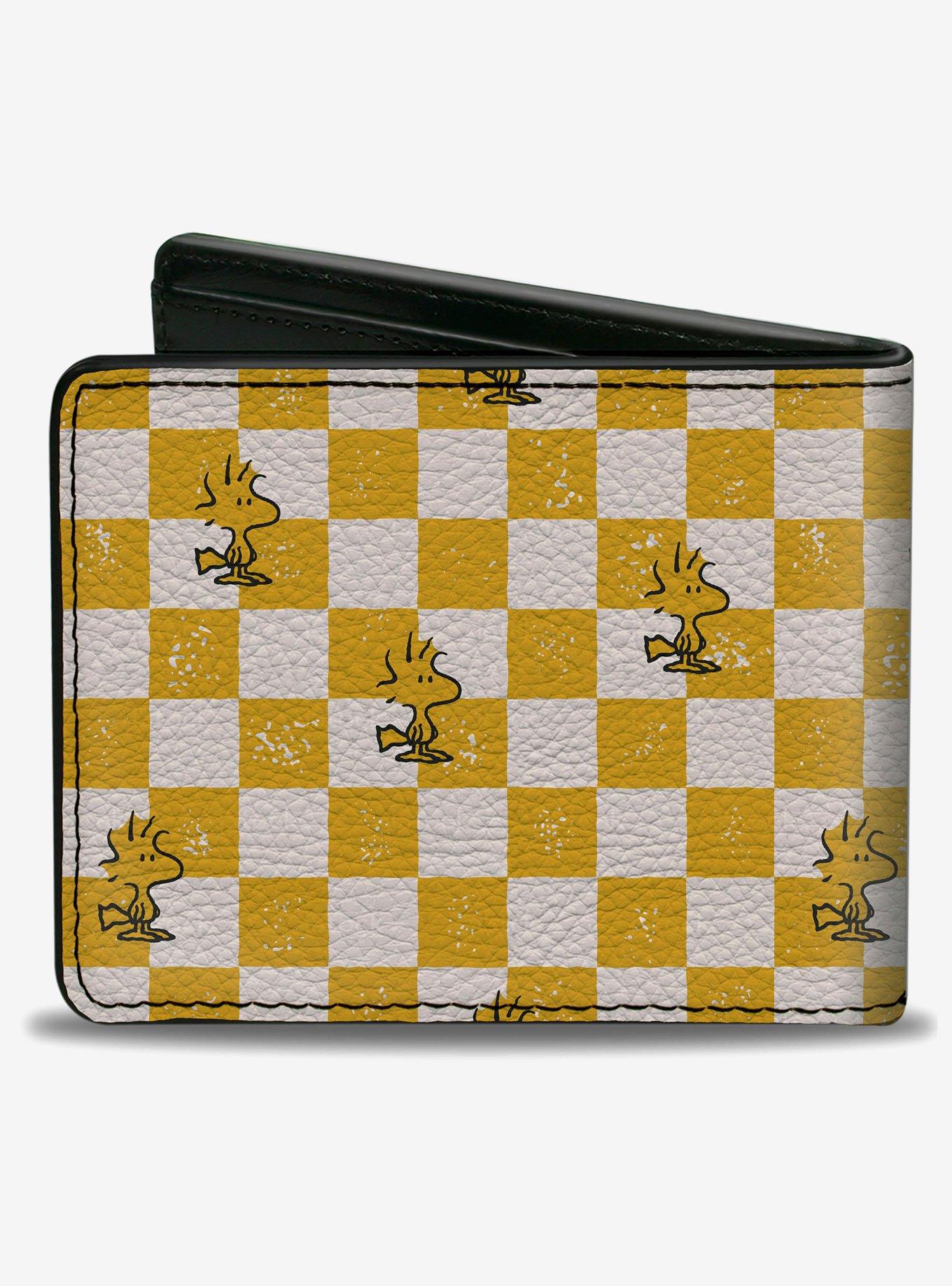 Peanuts Woodstock Pose Checker Yellow White Bifold Wallet, , hi-res