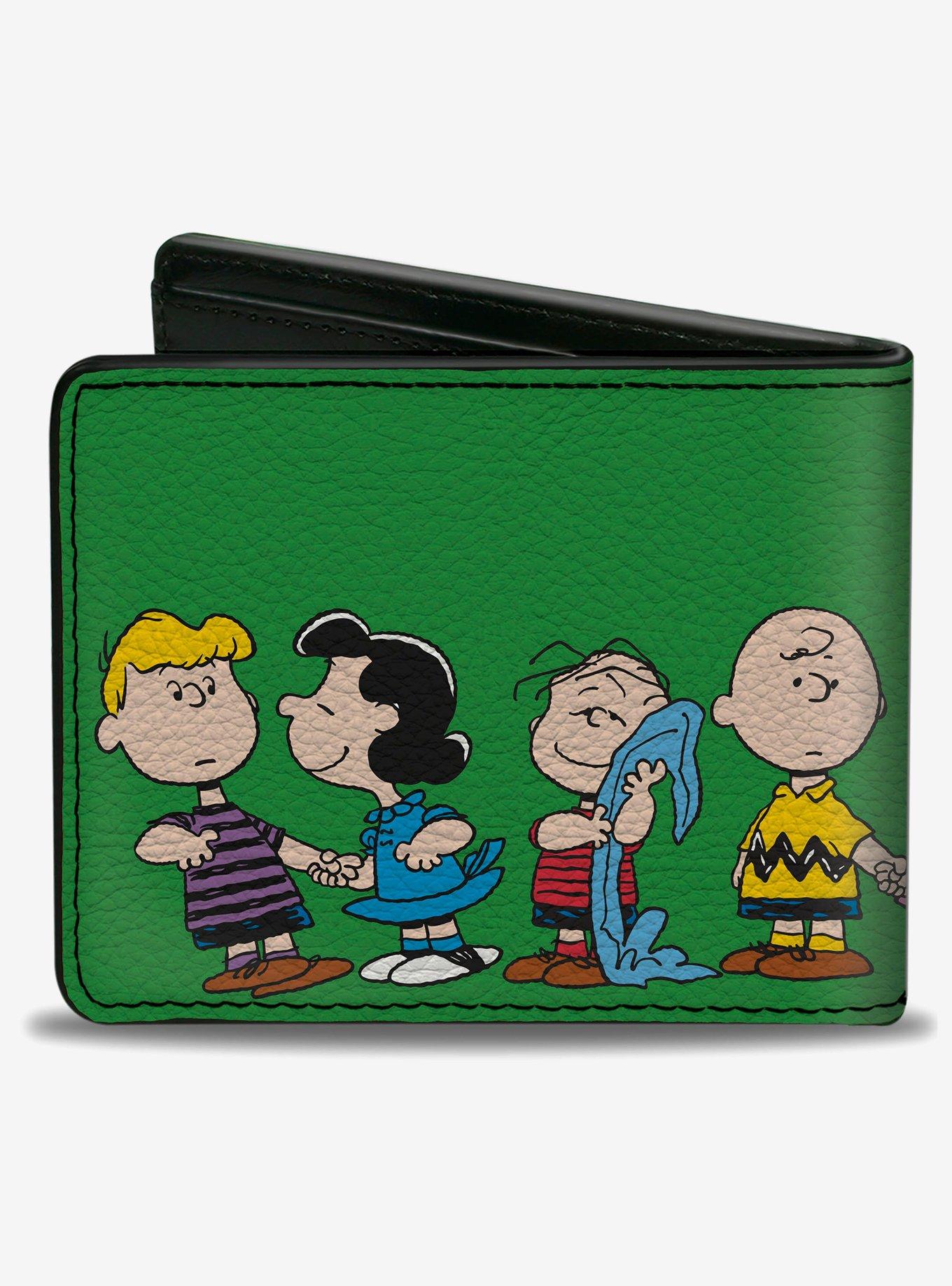 Peanuts Gang Group Pose Green Bifold Wallet, , hi-res