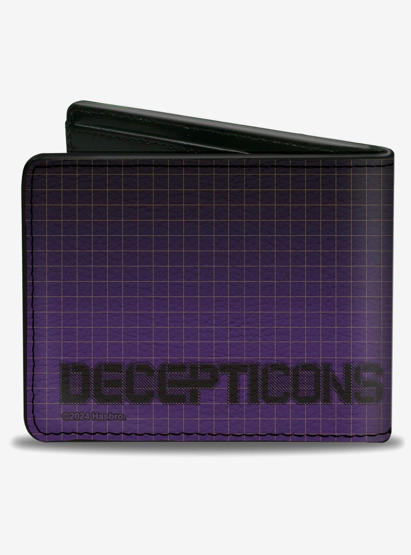 Transformers Decepticons Shield Splatter and Text Grid Purple Bifold Wallet, , hi-res