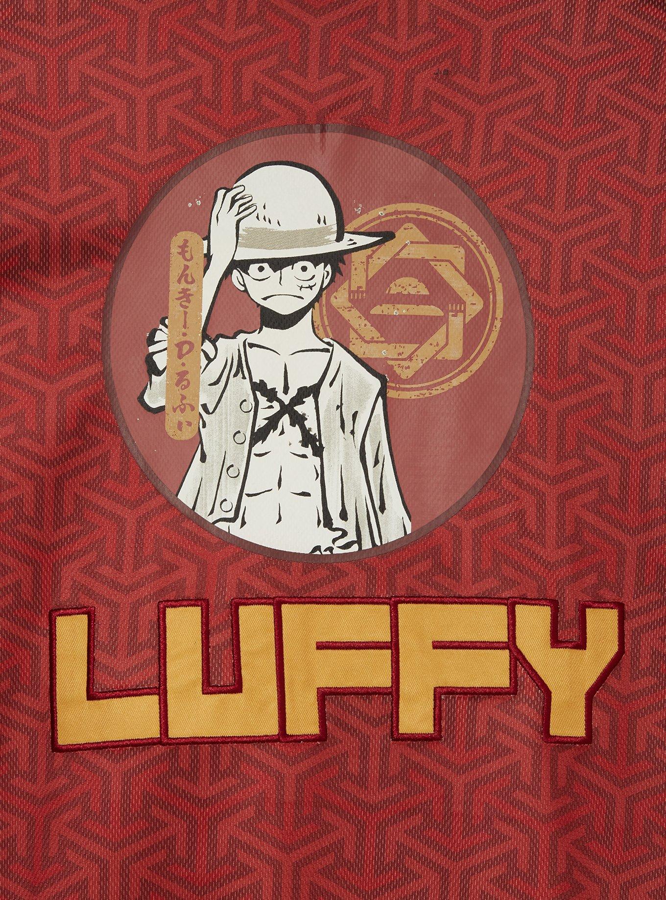 One Piece Luffy Straw Hat Crew Soccer Jersey &mdash; BoxLunch Exclusive, DARK RED, alternate