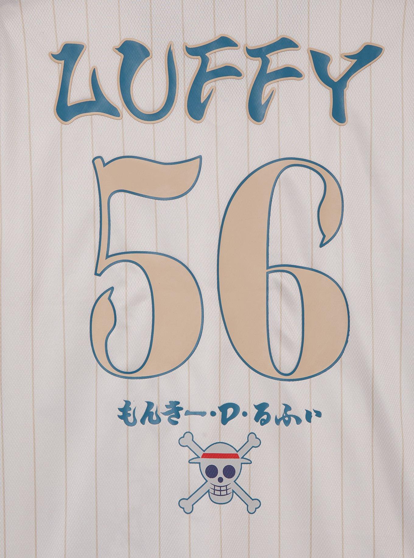One Piece Monkey D. Luffy Striped Batting Jersey - BoxLunch Exclusive, NAVY, alternate
