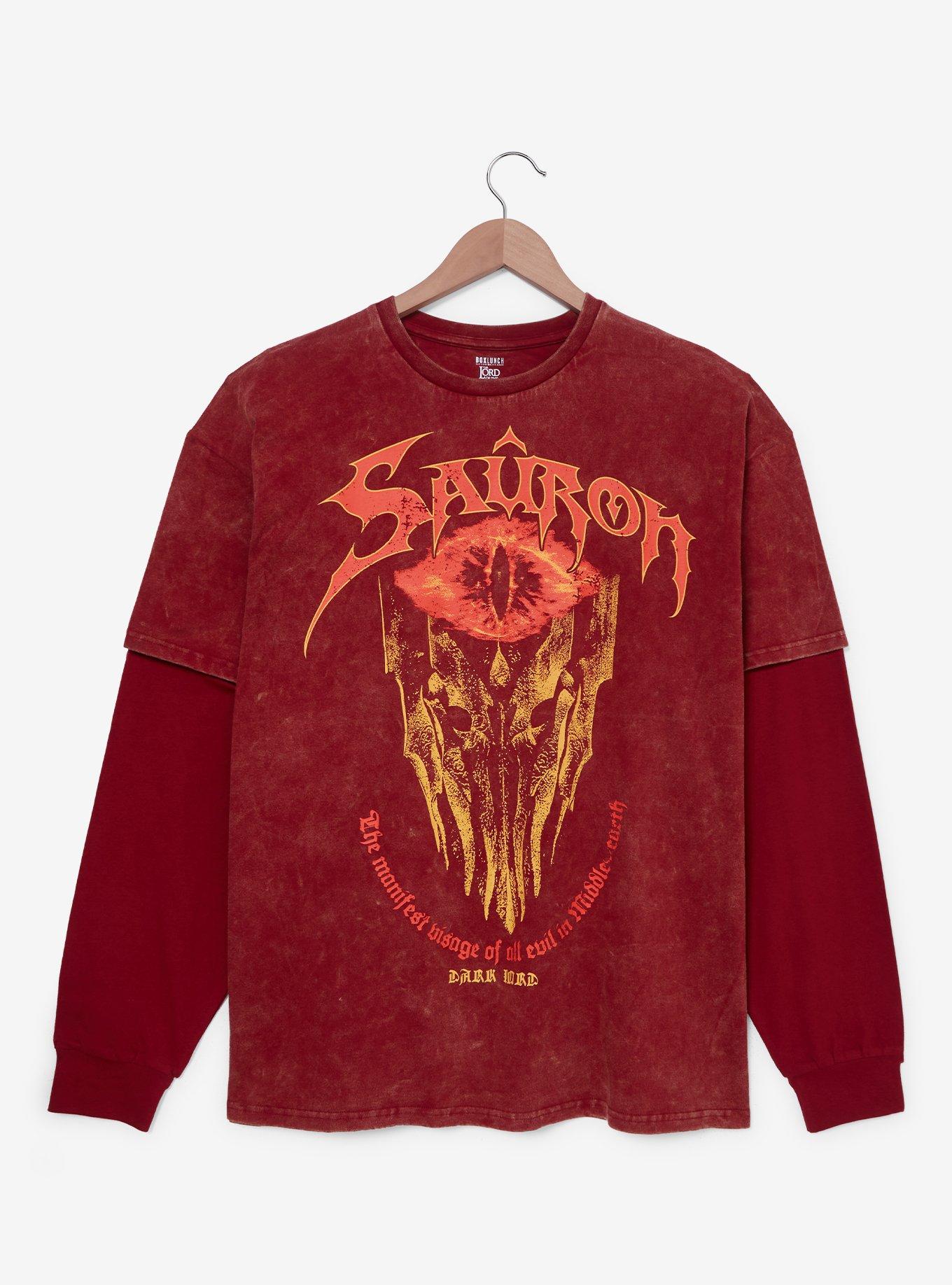 The Lord of The Rings Sauron Mineral Wash Layered Long Sleeve T-Shirt - BoxLunch Exclusive, , hi-res
