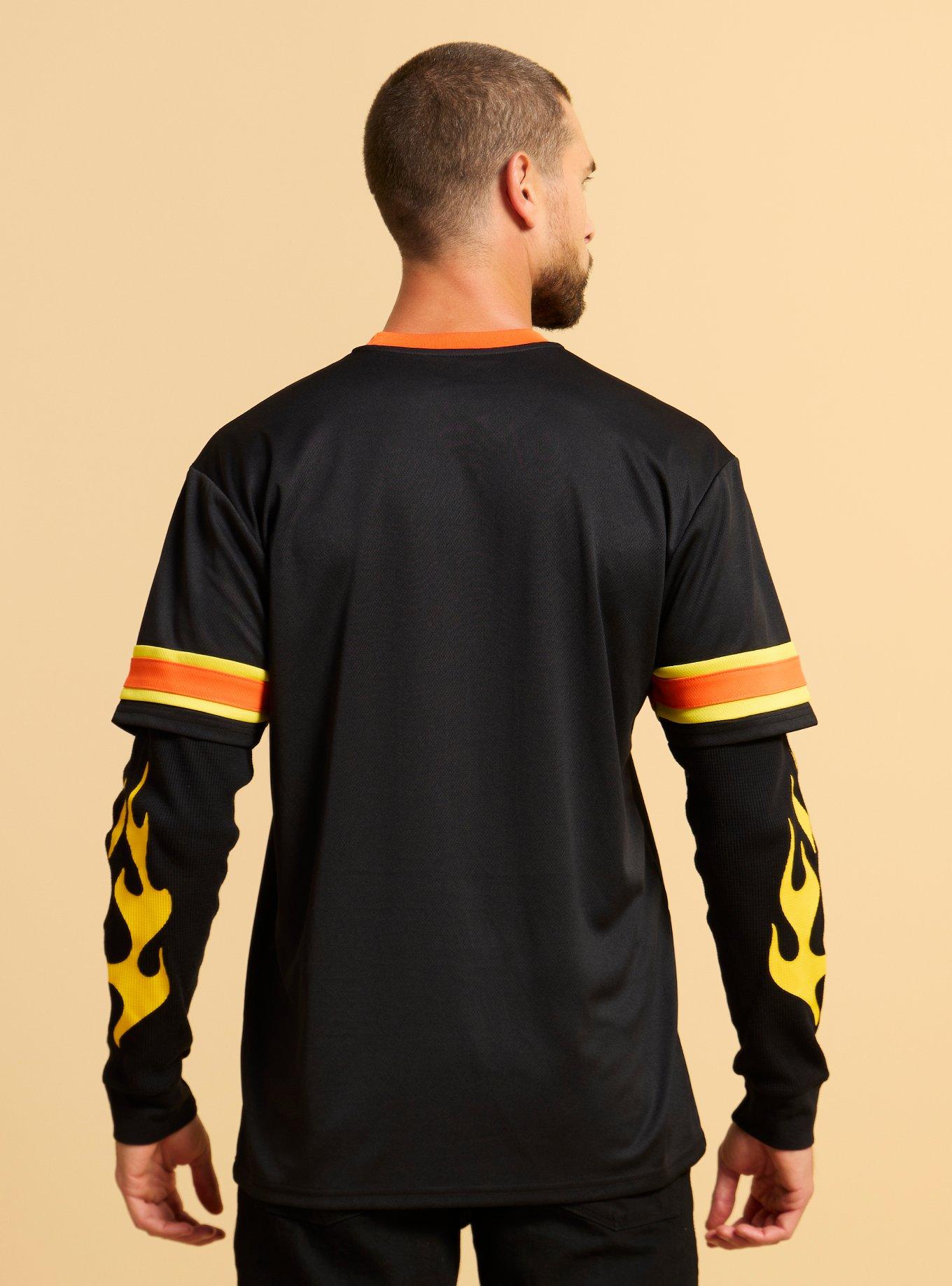 Dragon Ball Z Flames Layered Long Sleeve Jersey - BoxLunch Exclusive, BLACK, alternate