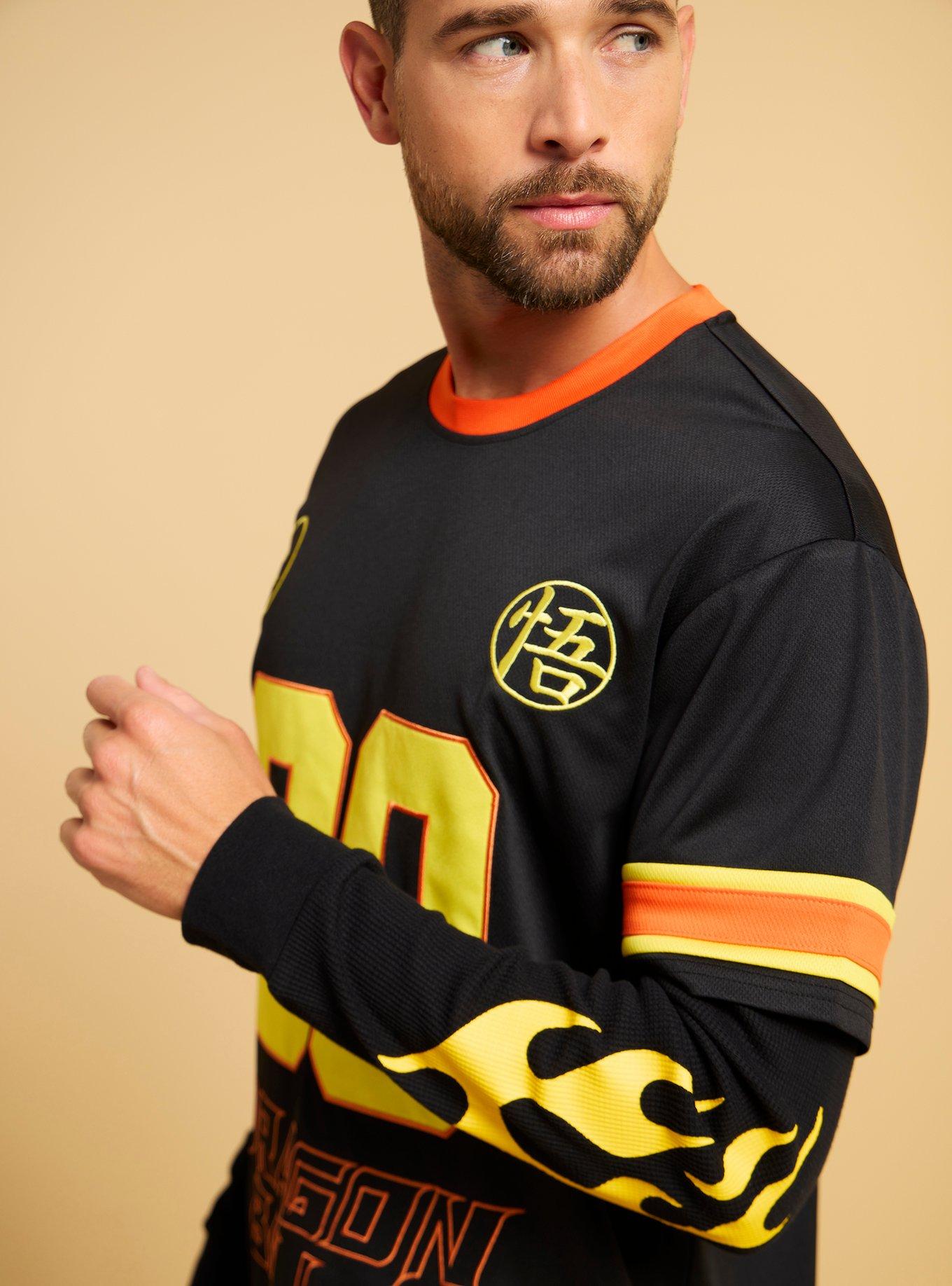 Dragon Ball Z Flames Layered Long Sleeve Jersey - BoxLunch Exclusive, BLACK, alternate