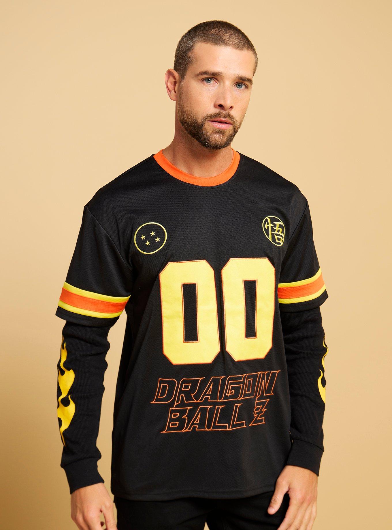 Dragon Ball Z Flames Layered Long Sleeve Jersey - BoxLunch Exclusive, BLACK, alternate