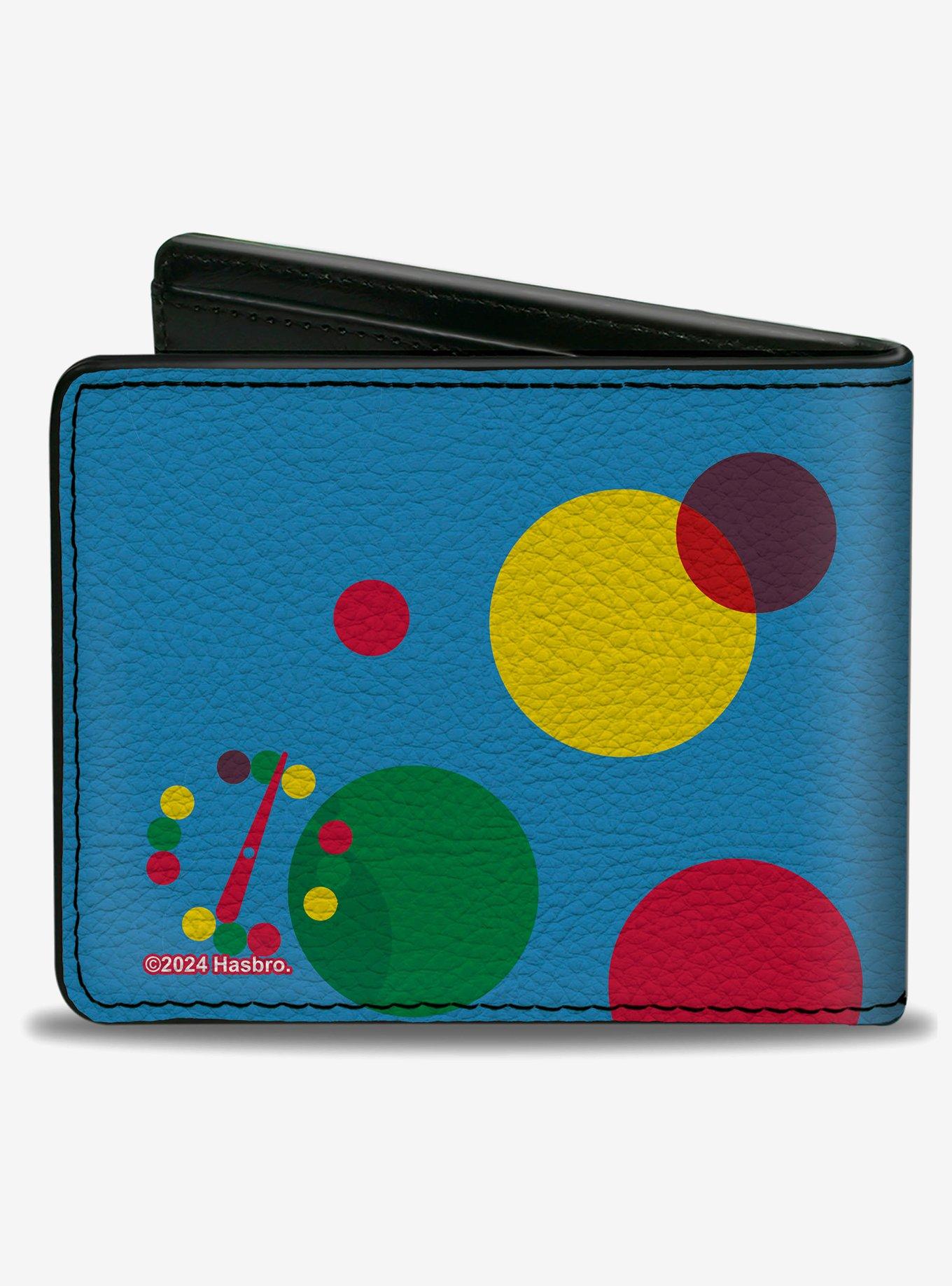 Twister Vintage Game Logo and Icons Blue Multi Color Bifold Wallet, , hi-res