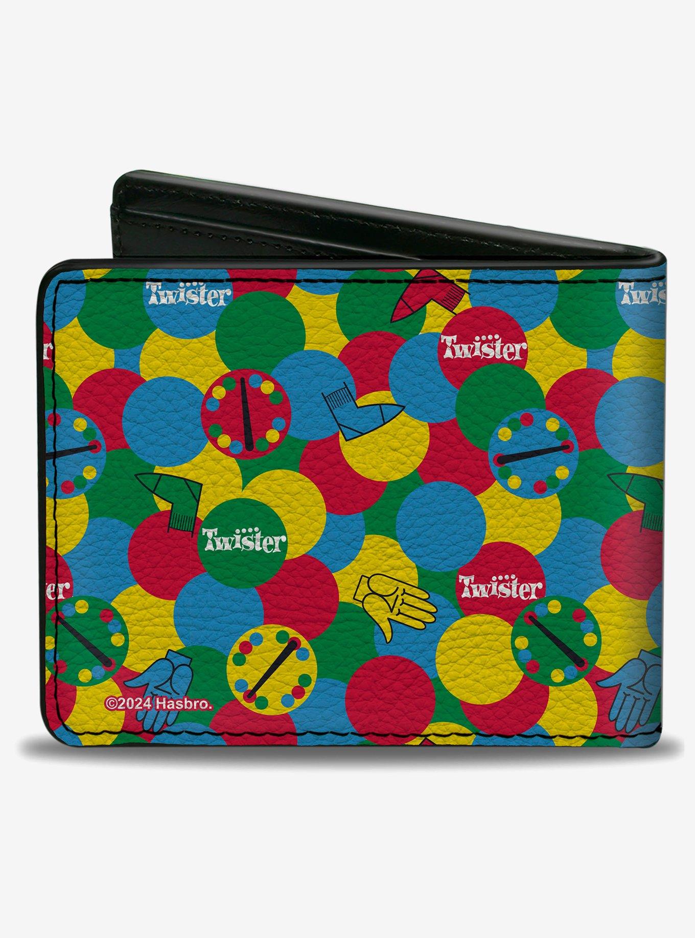 Twister Game Icons and Circle Spots Stacked Multi Color Bifold Wallet, , hi-res