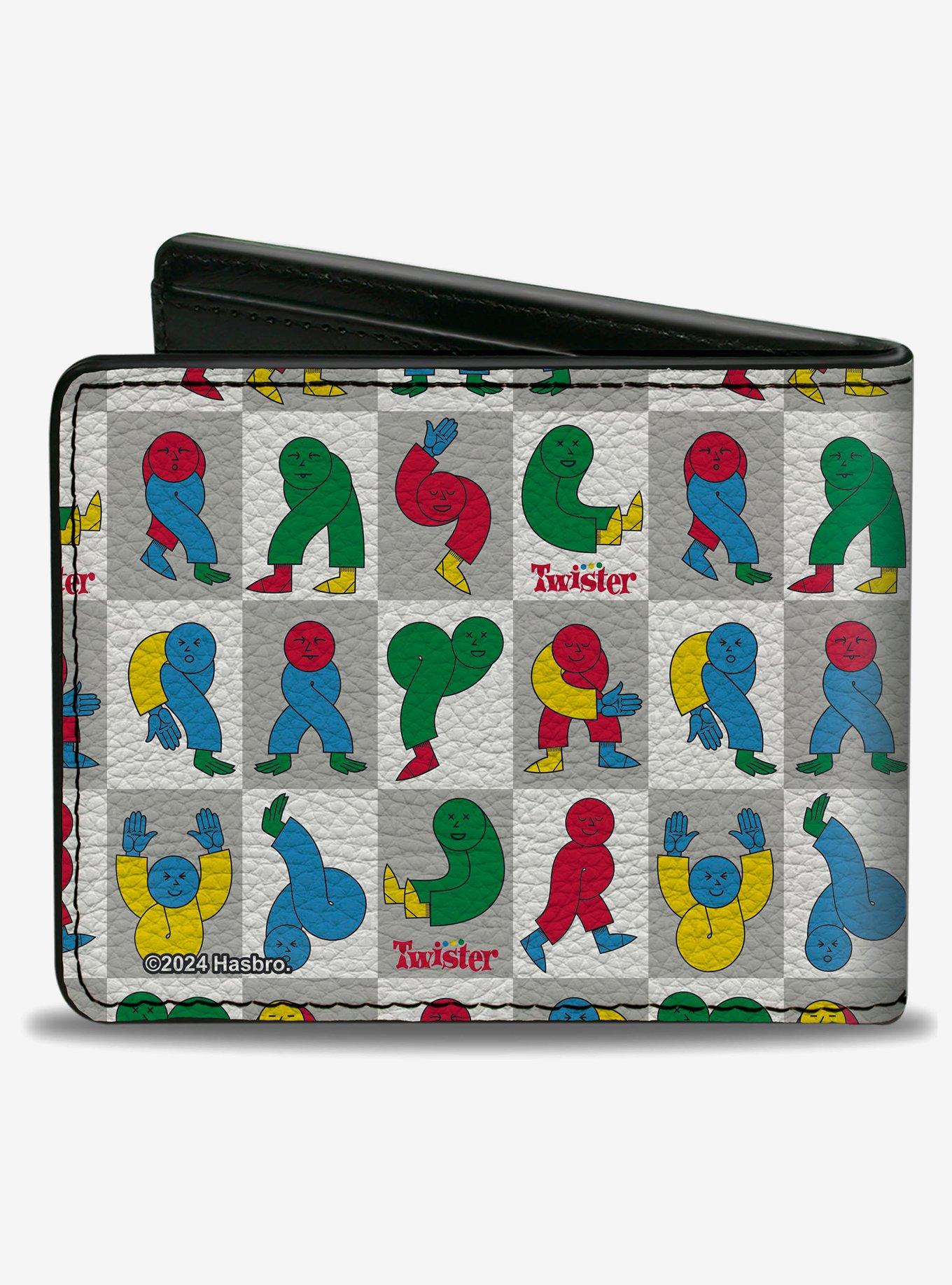 Twister Character Pose Blocks Checker White Gray Multi Color Bifold Wallet, , hi-res