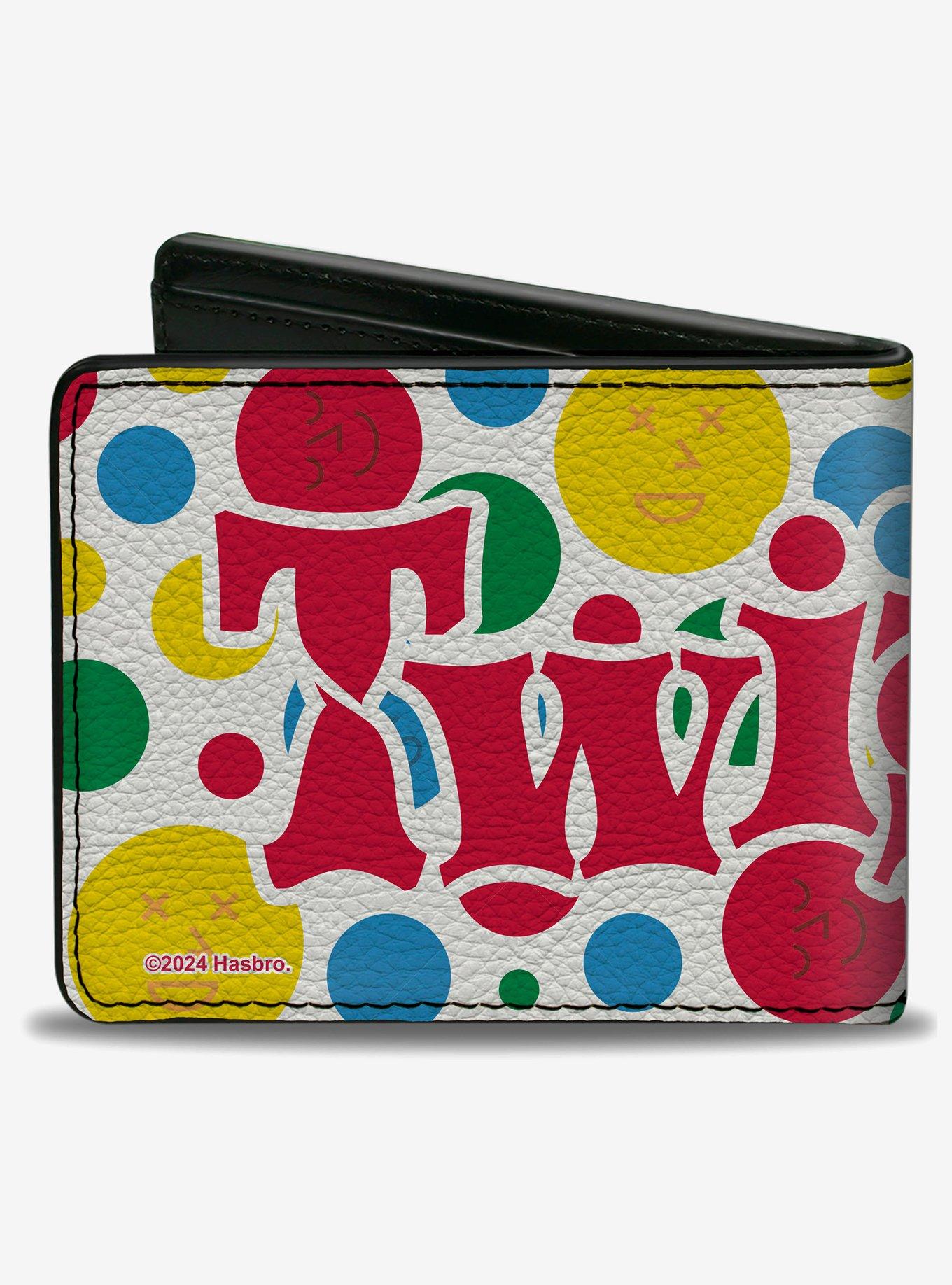 Twister Game Icons and Circle Expressions White Multi Color Bifold Wallet, , hi-res
