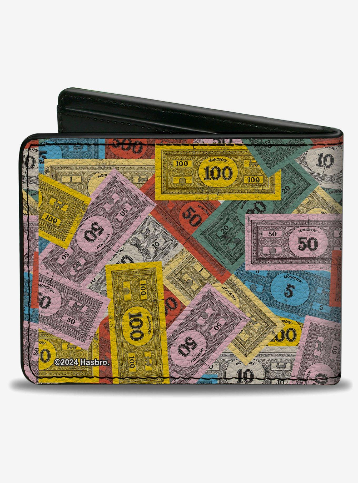 Mr Monopoly Rich Uncle Pennybags Stacked Money Pose Bifold Wallet, , hi-res