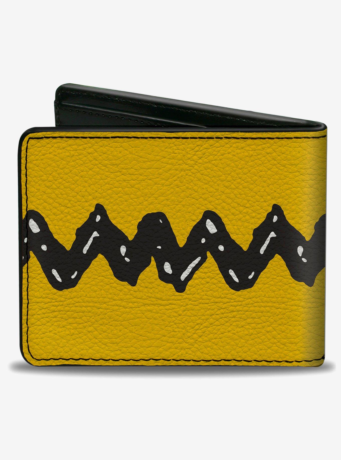Peanuts Charlie Brown Zig Zag Stripe Yellow Black Bifold Wallet, , hi-res