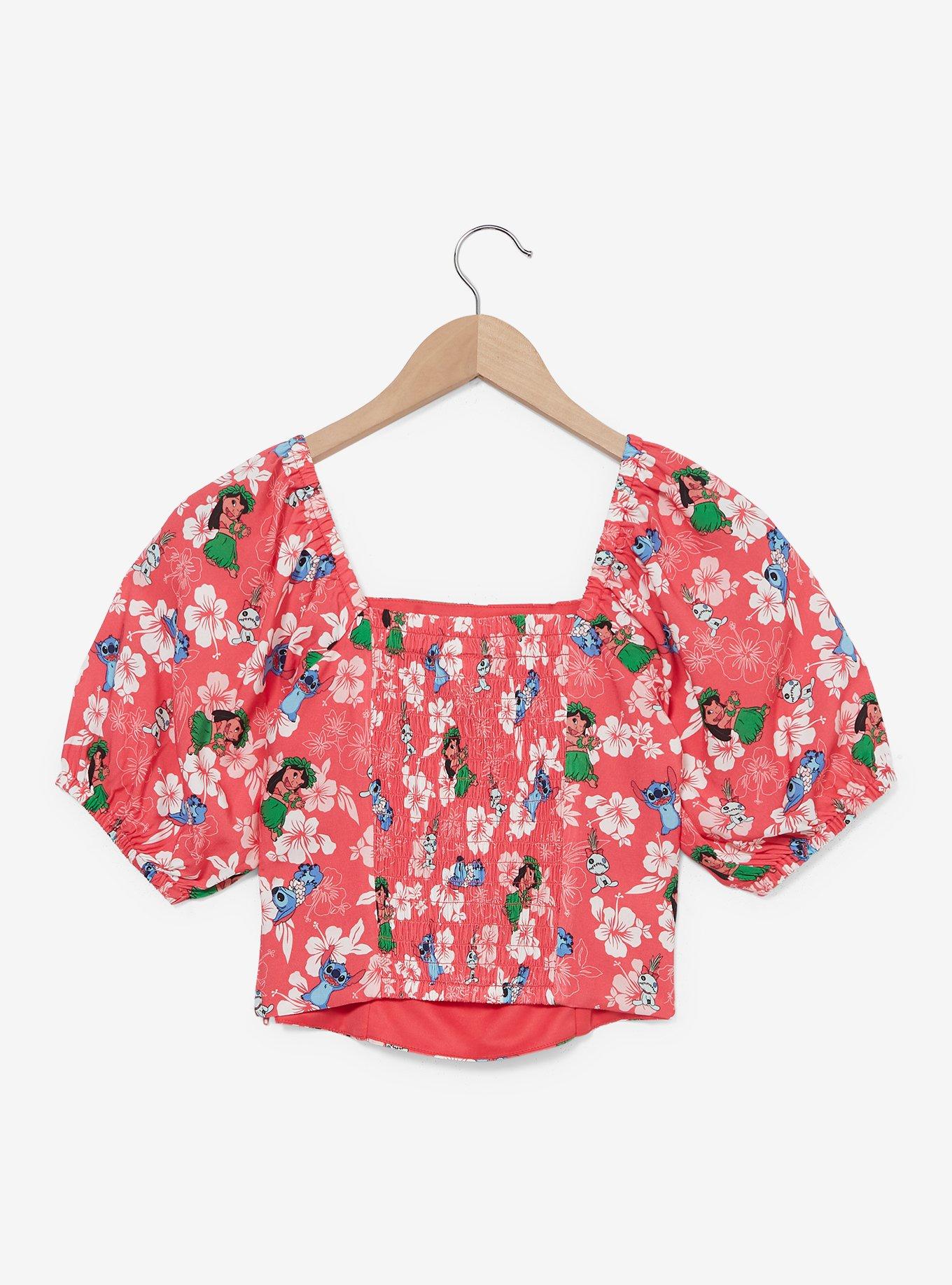 Disney Lilo & Stitch Hibiscus Women's Crop Top — BoxLunch Exclusive, , hi-res