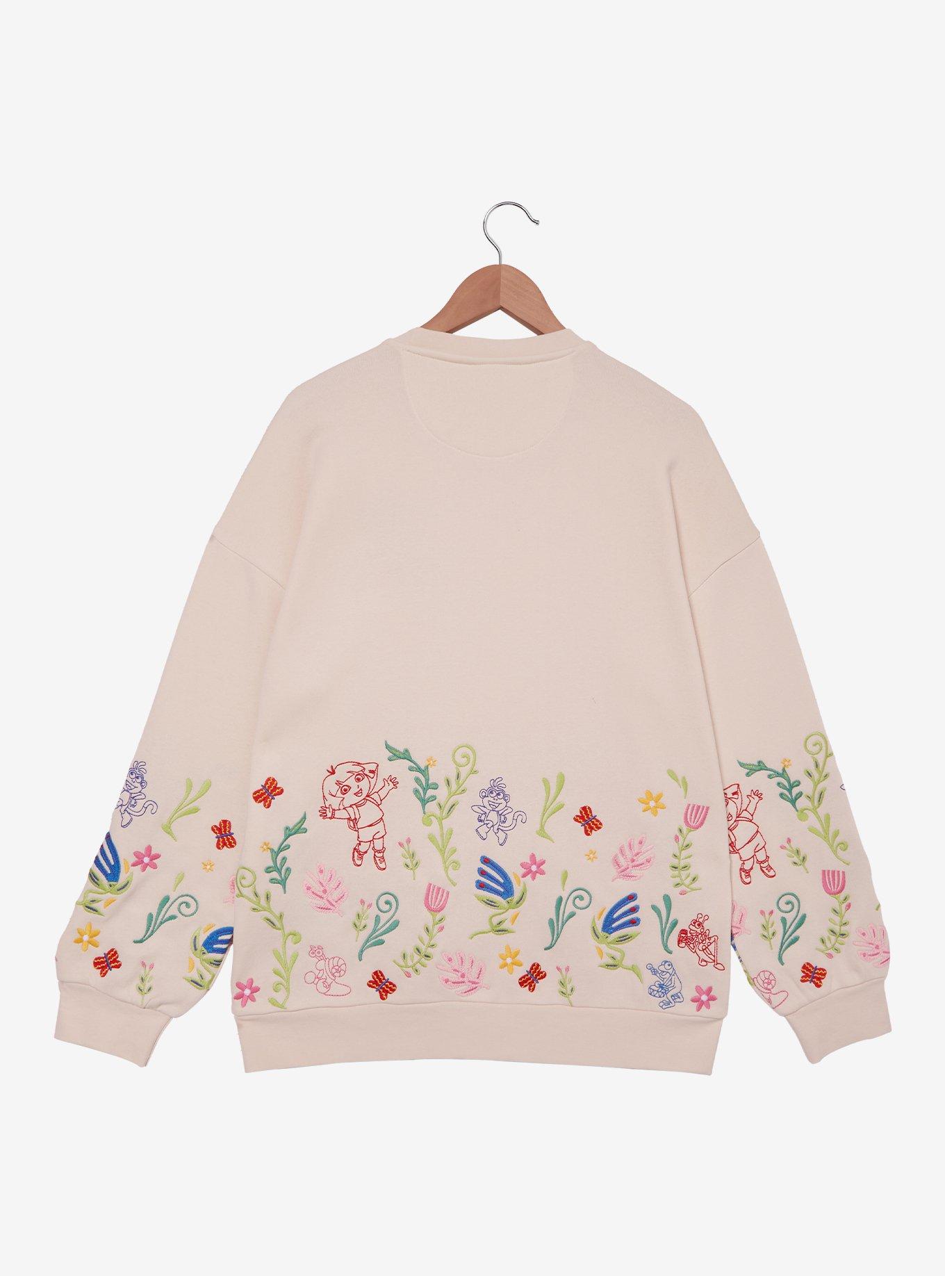 Dora the Explorer Floral Embroidered Crewneck — BoxLunch Exclusive, , hi-res