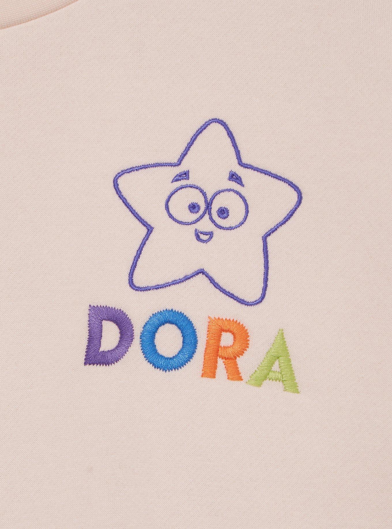 Dora the Explorer Floral Embroidered Crewneck — BoxLunch Exclusive, BEIGE, alternate