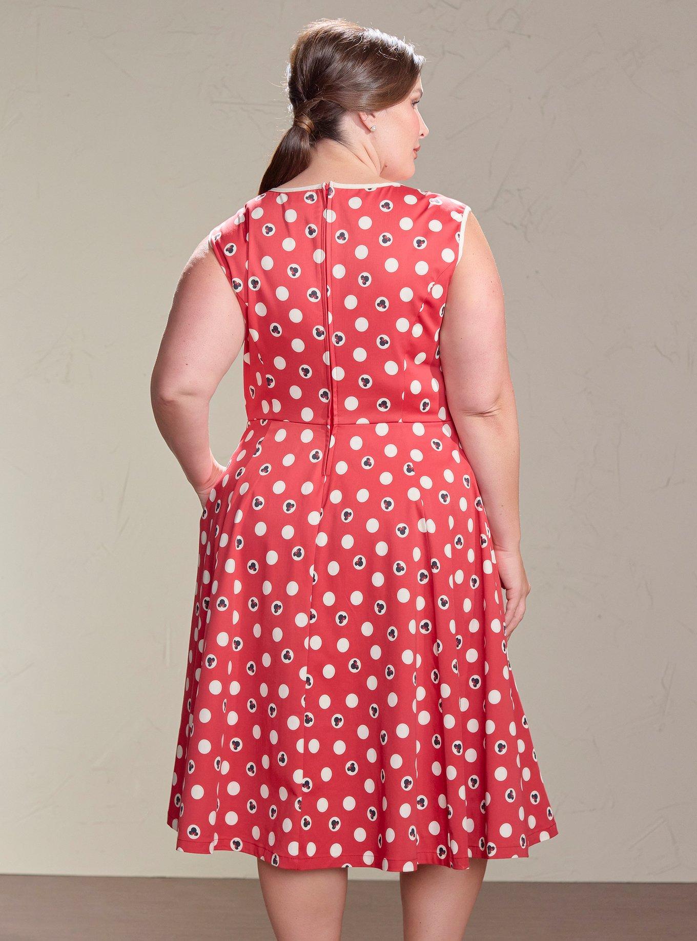 Her Universe Disney Minnie Mouse Polka Dot Retro Dress Plus Size Her Universe Exclusive, POLKA DOT RED, alternate