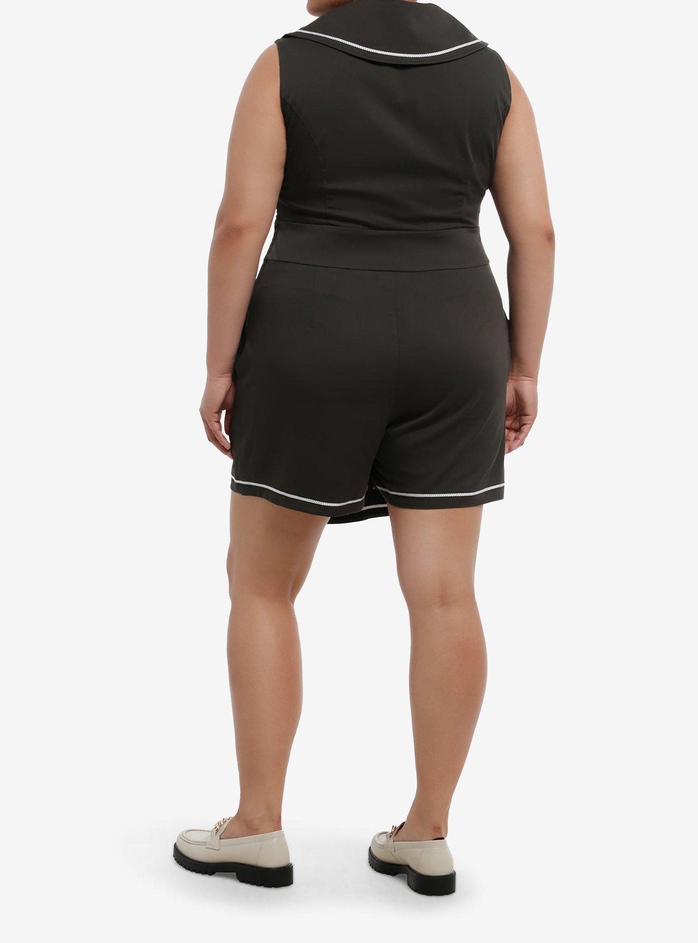 Her Universe Disney Steamboat Willie Sailor Romper Plus Size Her Universe Exclusive, BLACK  WHITE, alternate