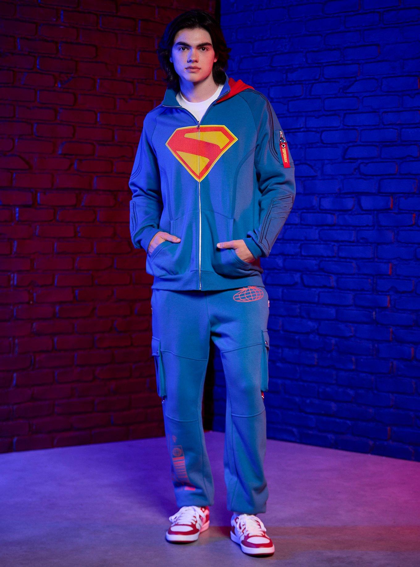 DC Comics Superman Logo Hoodie, BLUE  RED, alternate