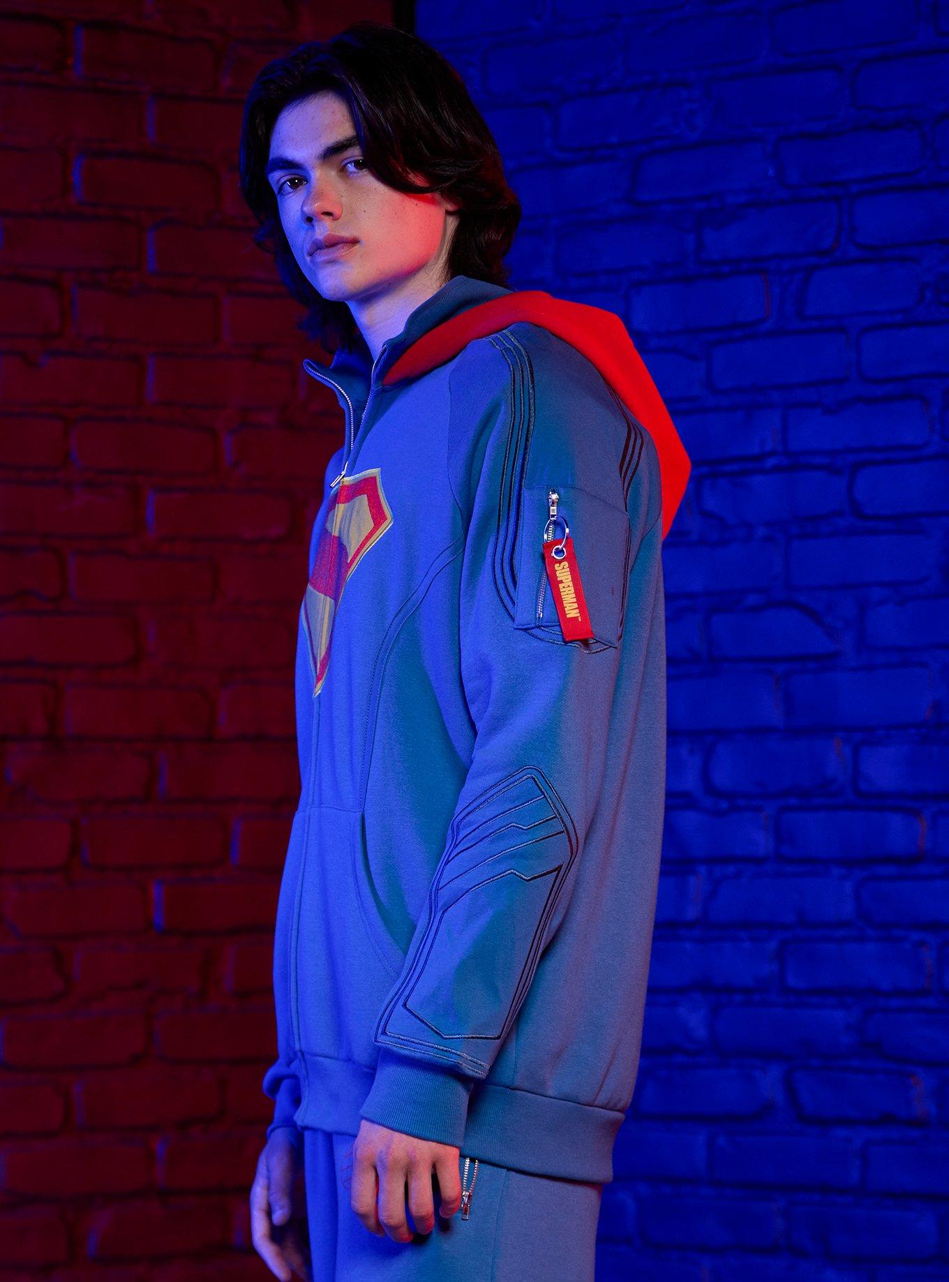DC Comics Superman Logo Hoodie, BLUE  RED, alternate