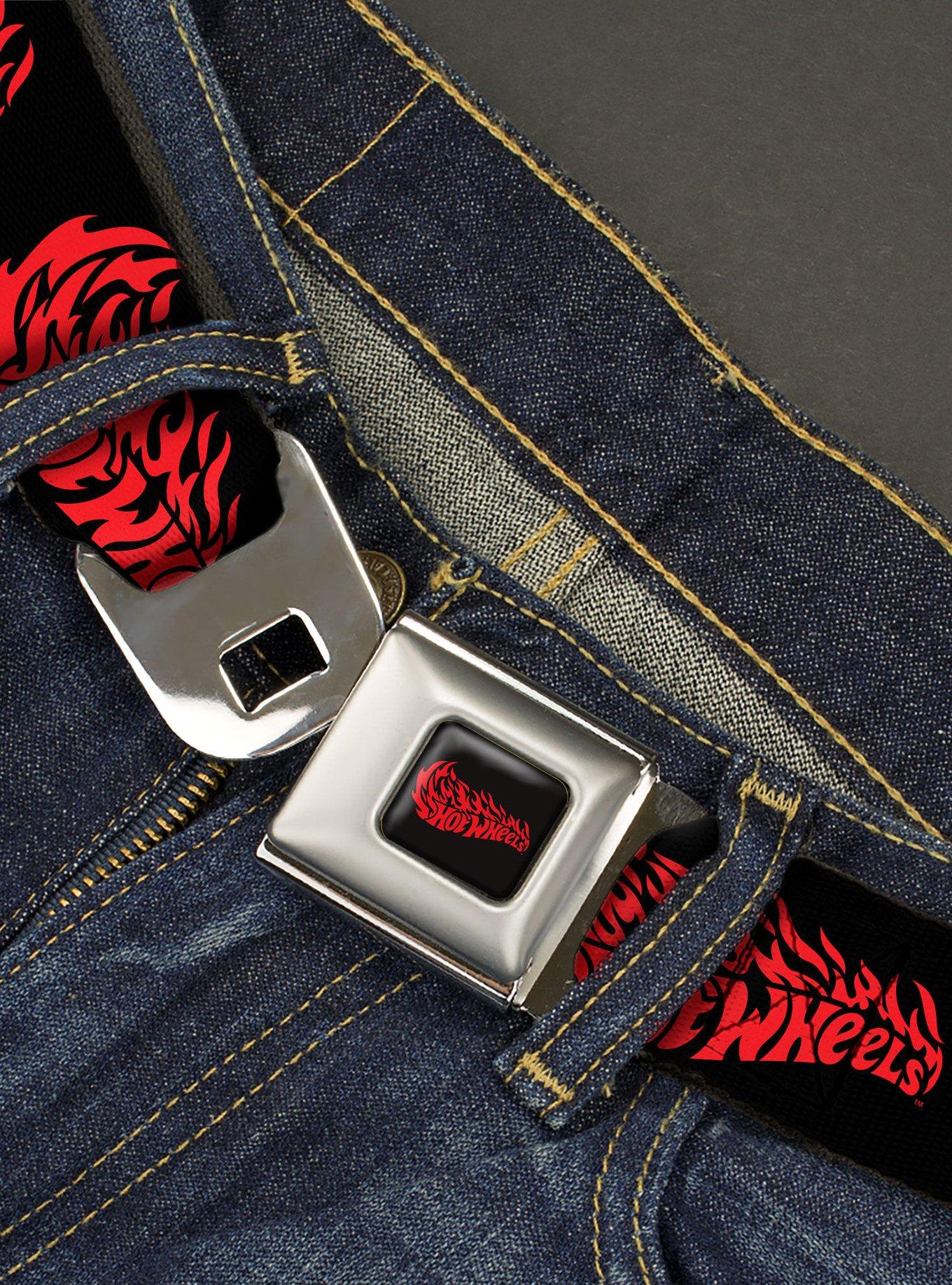 Hot Wheels Flaming Logo Seatbelt Buckle Belt, , hi-res