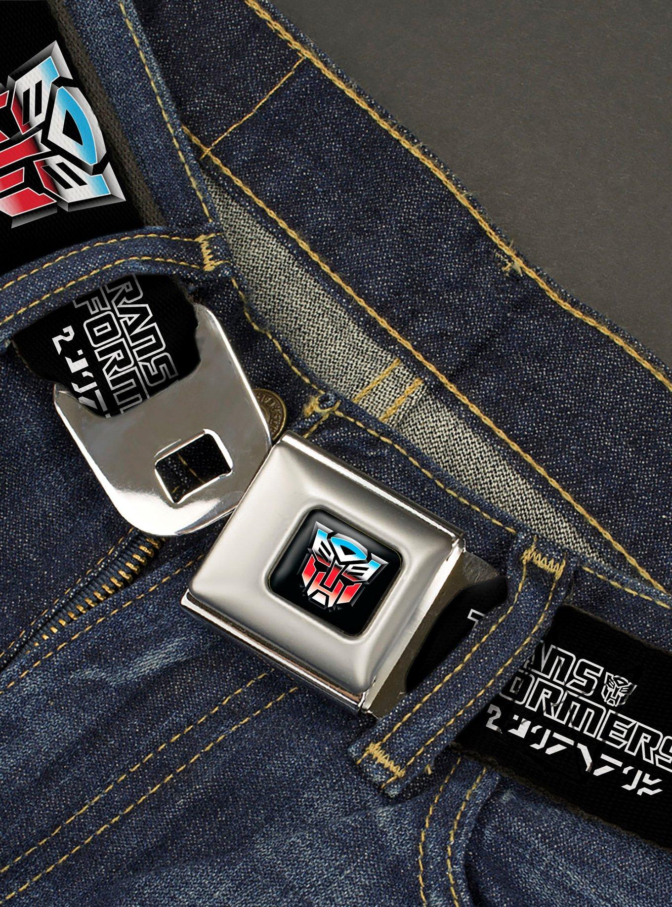 Transformers Autobots Cybertronian Icon Seatbelt Buckle Belt, BLACK, alternate