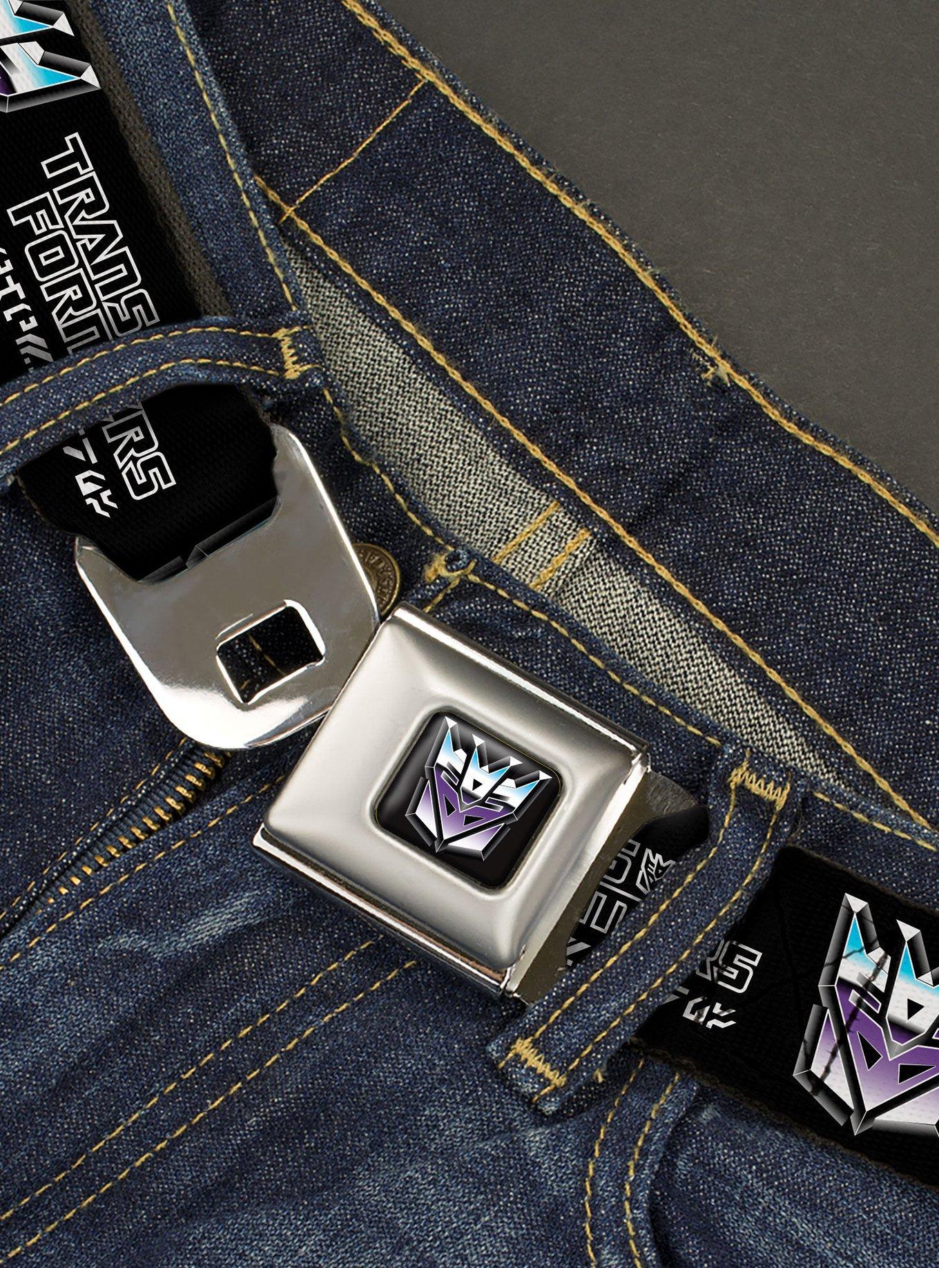 Transformers Decepticons Cybertronian Icon Seatbelt Buckle Belt, BLACK, alternate