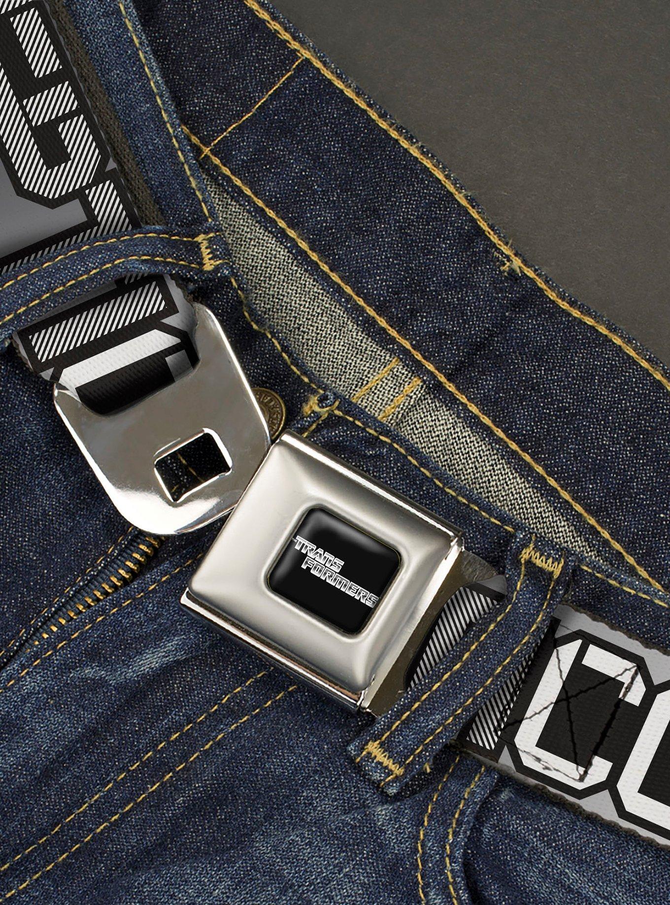 Transformers Autobots Decepticons Shield & Text Seatbelt Buckle Belt, GREY, alternate