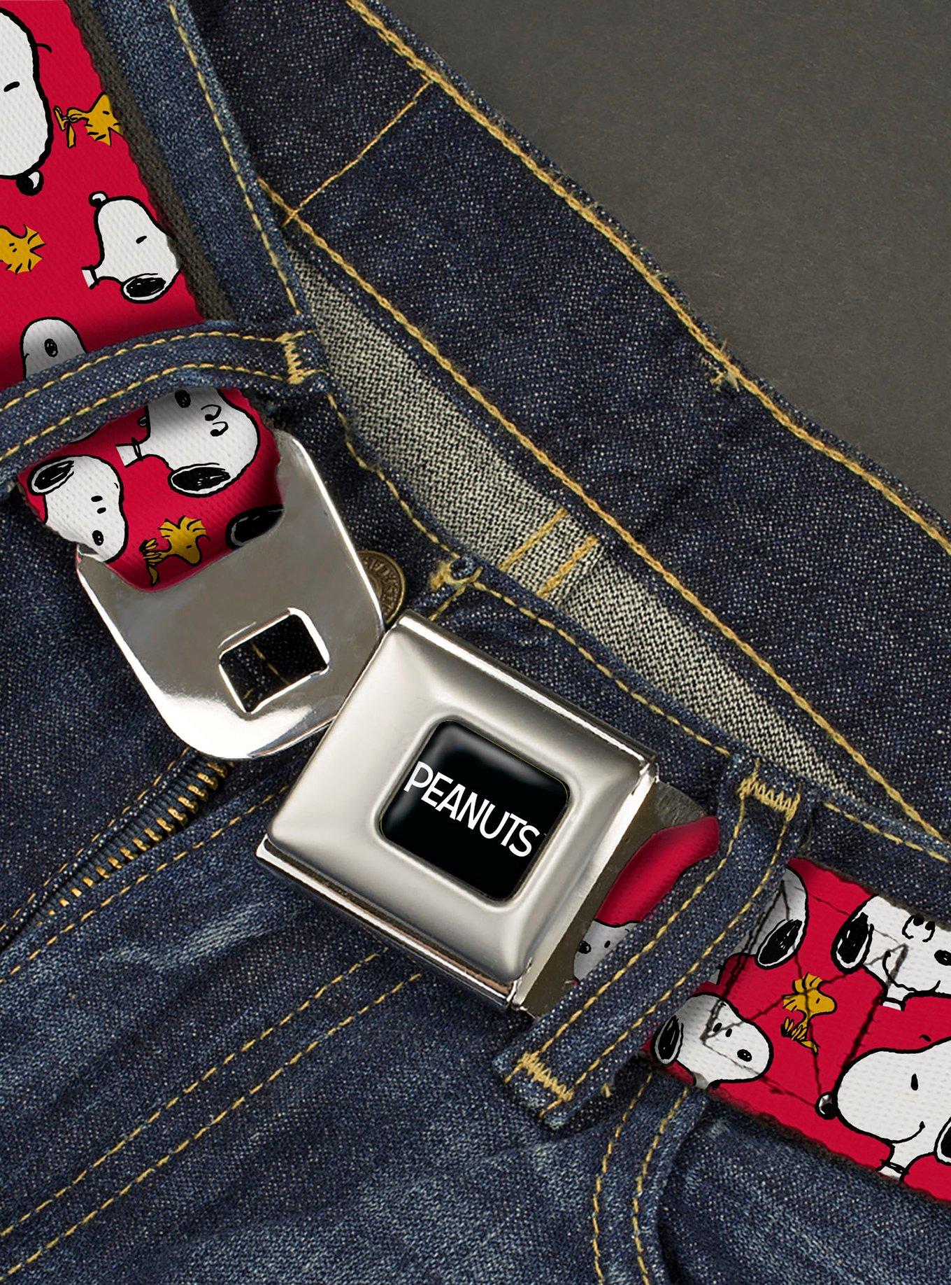 Peanuts Snoopy & Woodstock Poses Scattered Seatbelt Buckle Belt, , alternate