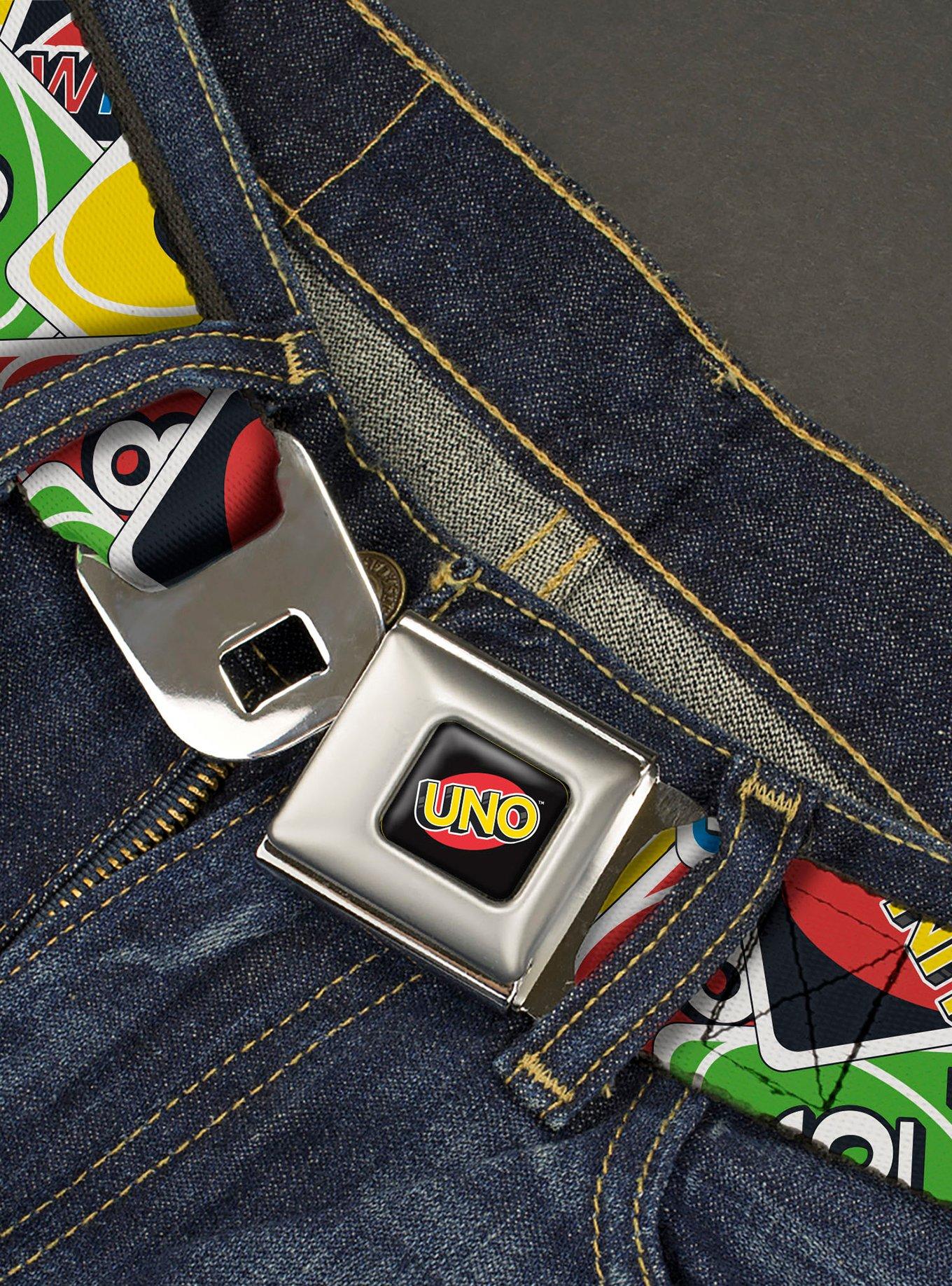 UNO Cards Stacked Collage Seatbelt Buckle Belt, MULTI, alternate