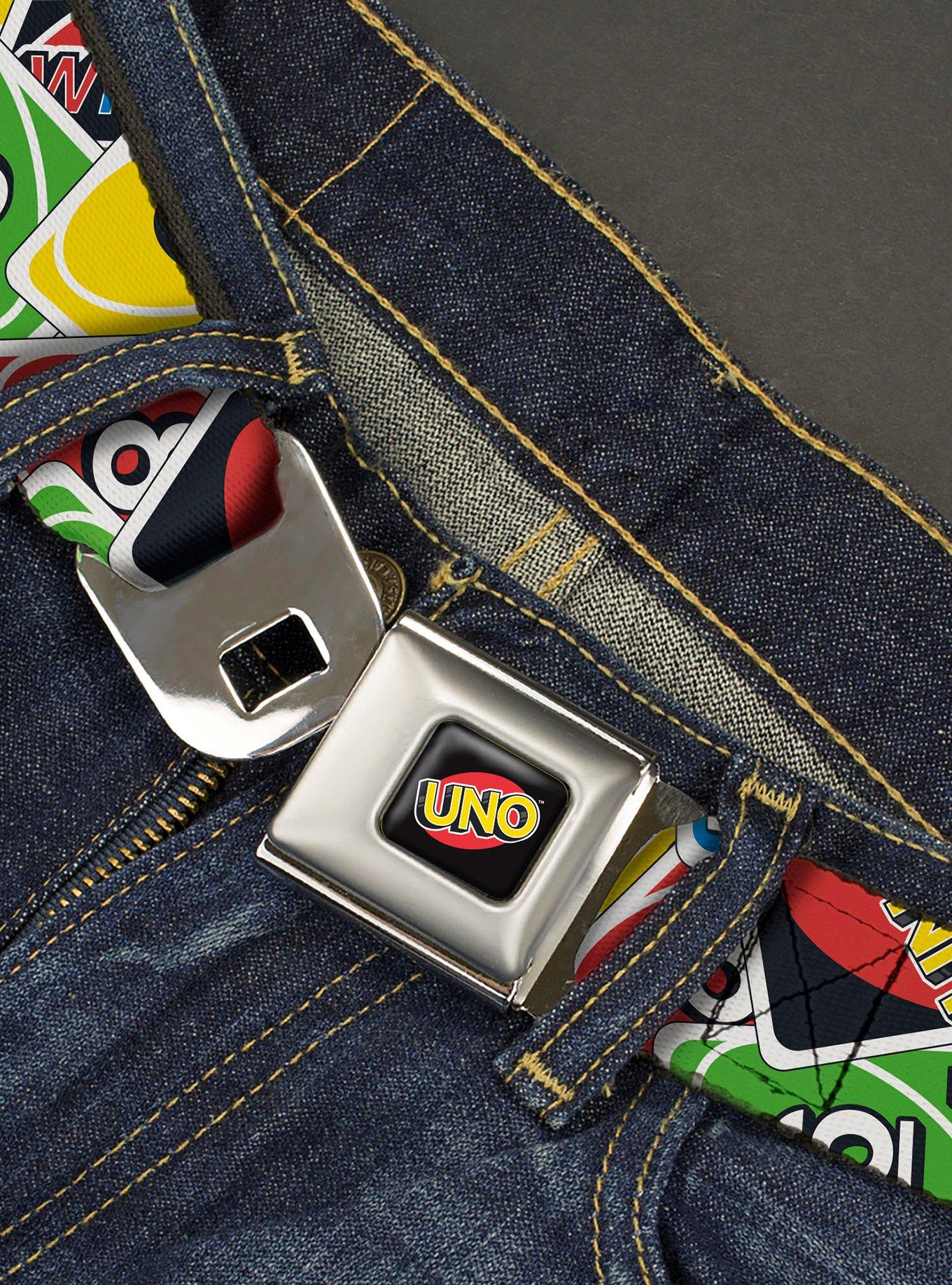 UNO Cards Stacked Collage Seatbelt Buckle Belt, , hi-res