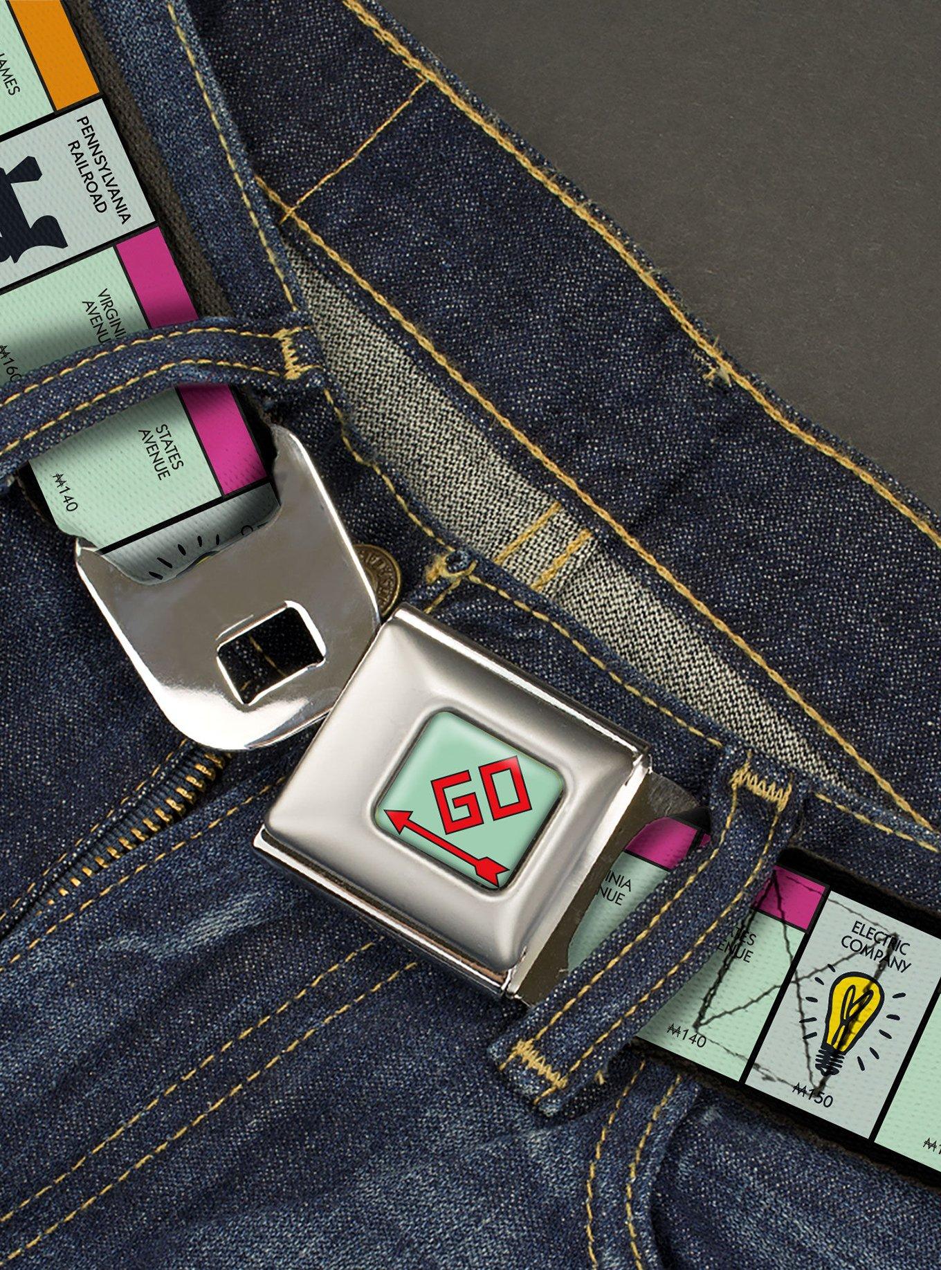 Monopoly Game Board Space Blocks Youth Seatbelt Buckle Belt, , hi-res