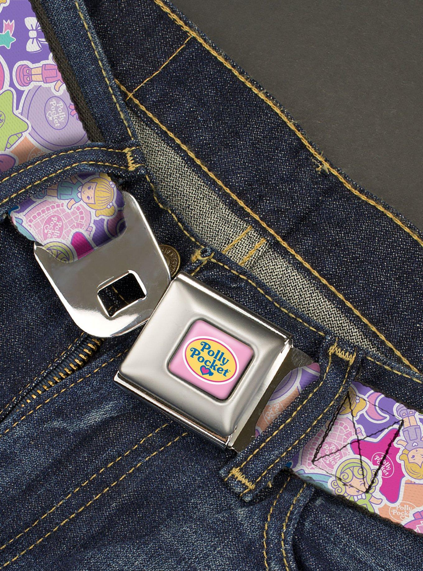 Polly Pocket Dolls & Compacts Collage Youth Seatbelt Buckle Belt, , hi-res